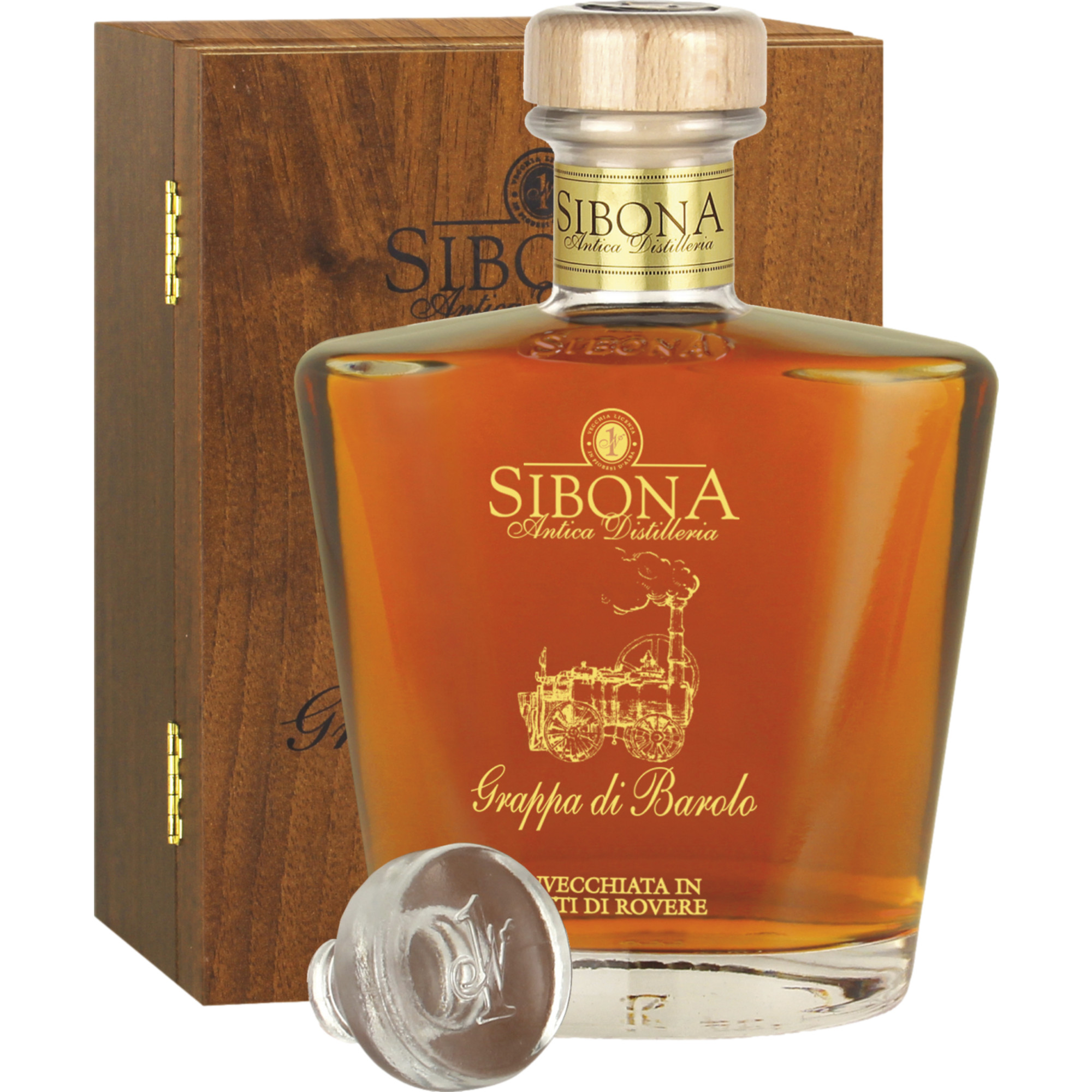 Image of Distillerria Sibona Grappa di Barolo Invecchiata In Edler Holzschatulle 2008