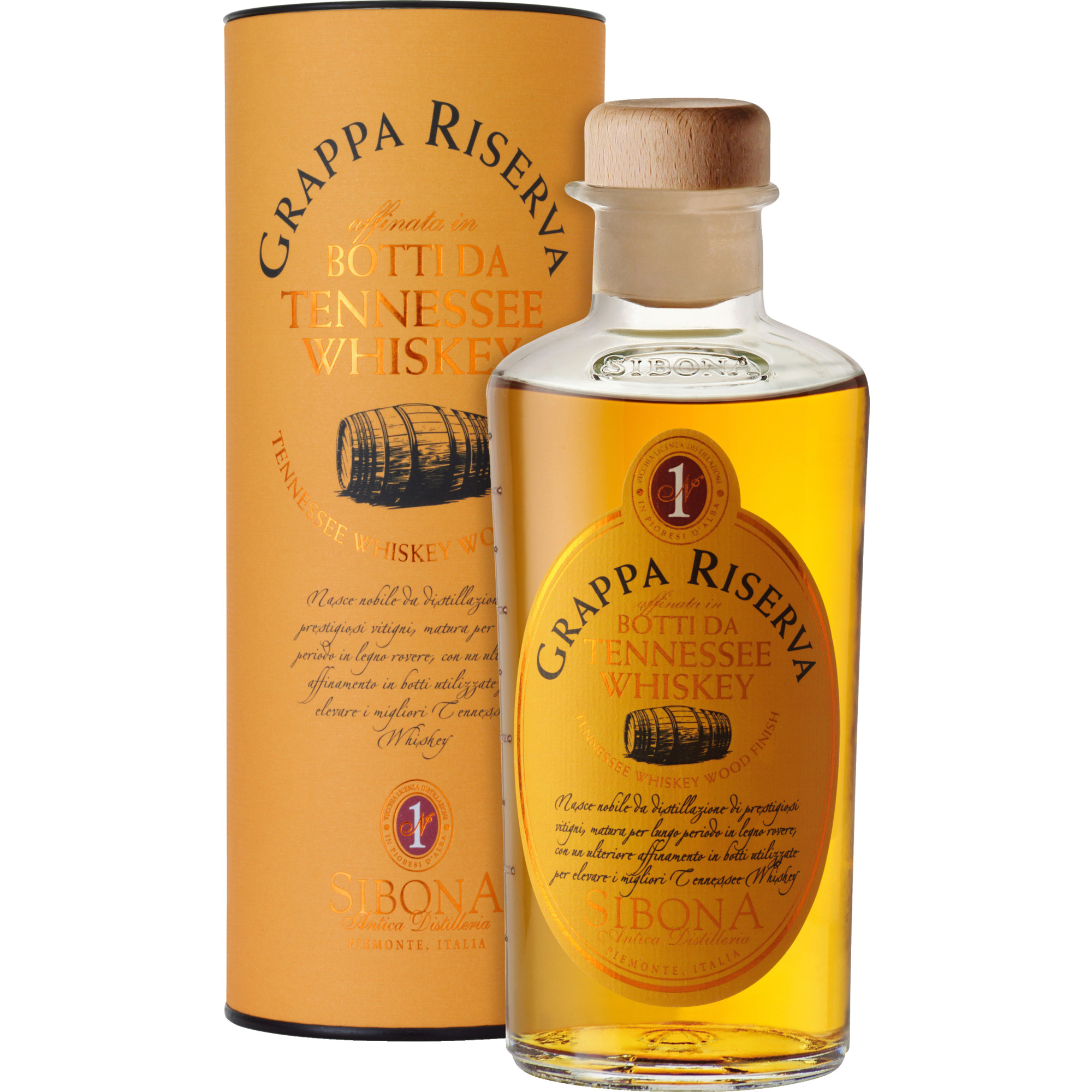 Image of Distillerria Sibona Grappa Riserva Botti da Tenessee Whiskey Geschenkbox 50cl