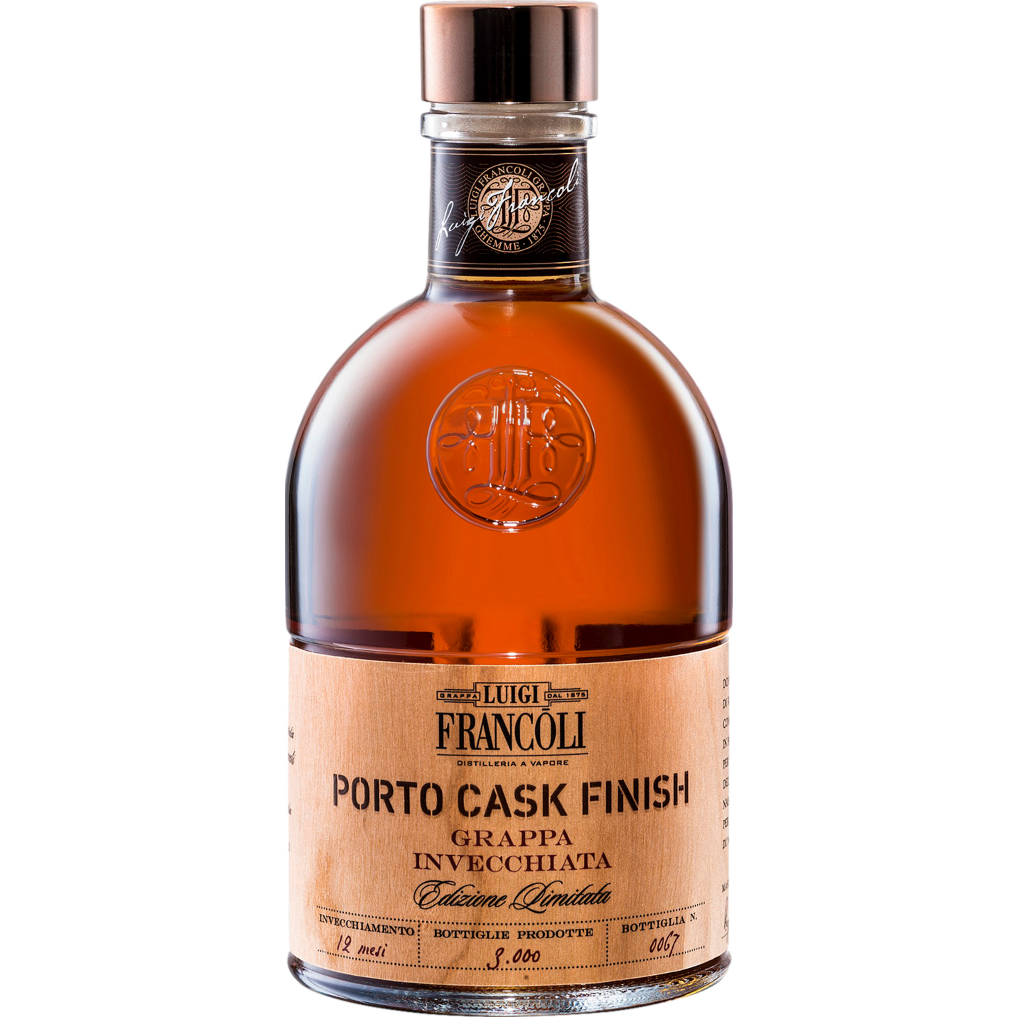 Luigi Francoli Grappa Porto Cask Finish, Italien, 0,5 L, 40% Vol., Spirituosen - Spirituosen