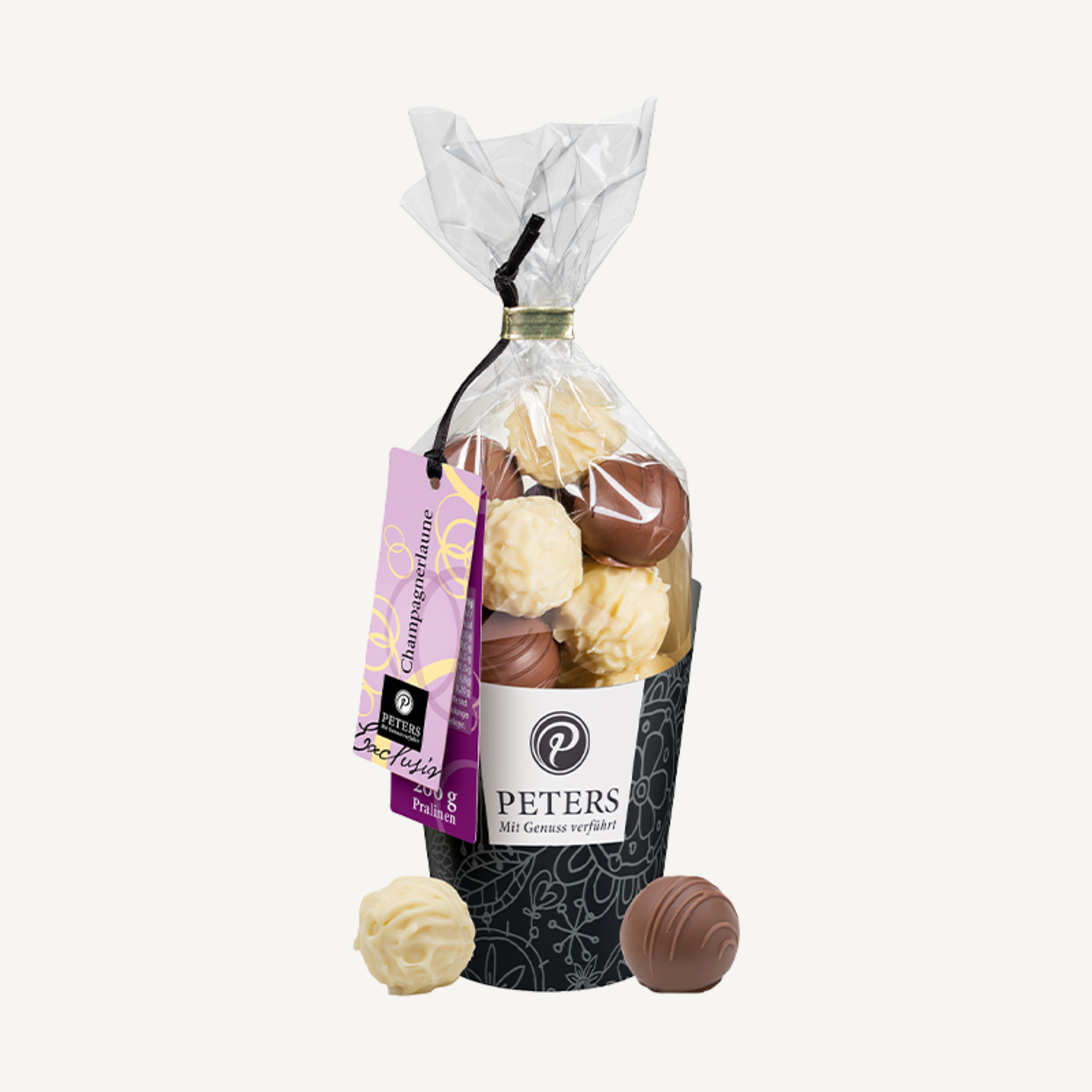 Peters Trüffelmischung Champagnerlaune, 200 g im Köcher, mit Champagner verfeinert, Food - Champagner