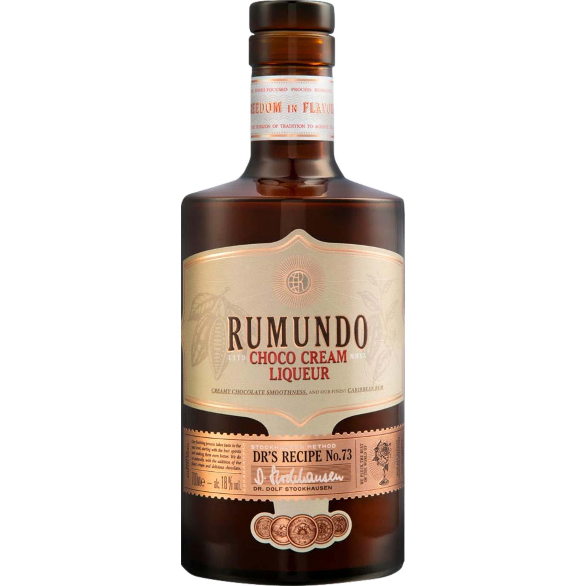 Image of Rumundo Choco Cream Liqueur, Dr. Recipe No. 73, Schweizer Rum Likör, 0,7 L, 18,0 % Vol., Spirituosen