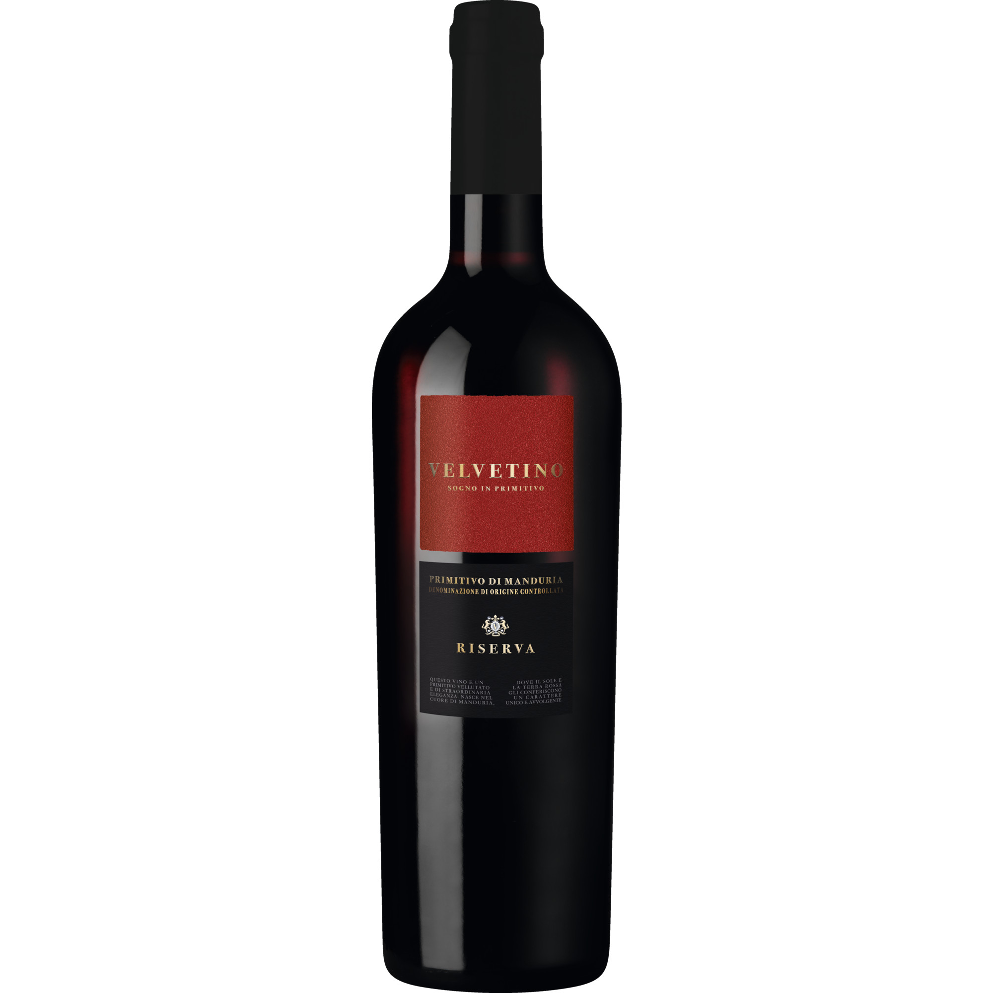 Velvetino Primitivo Riserva, Primitivo di Manduria Riserva DOC, Apulien, 2021, Rotwein