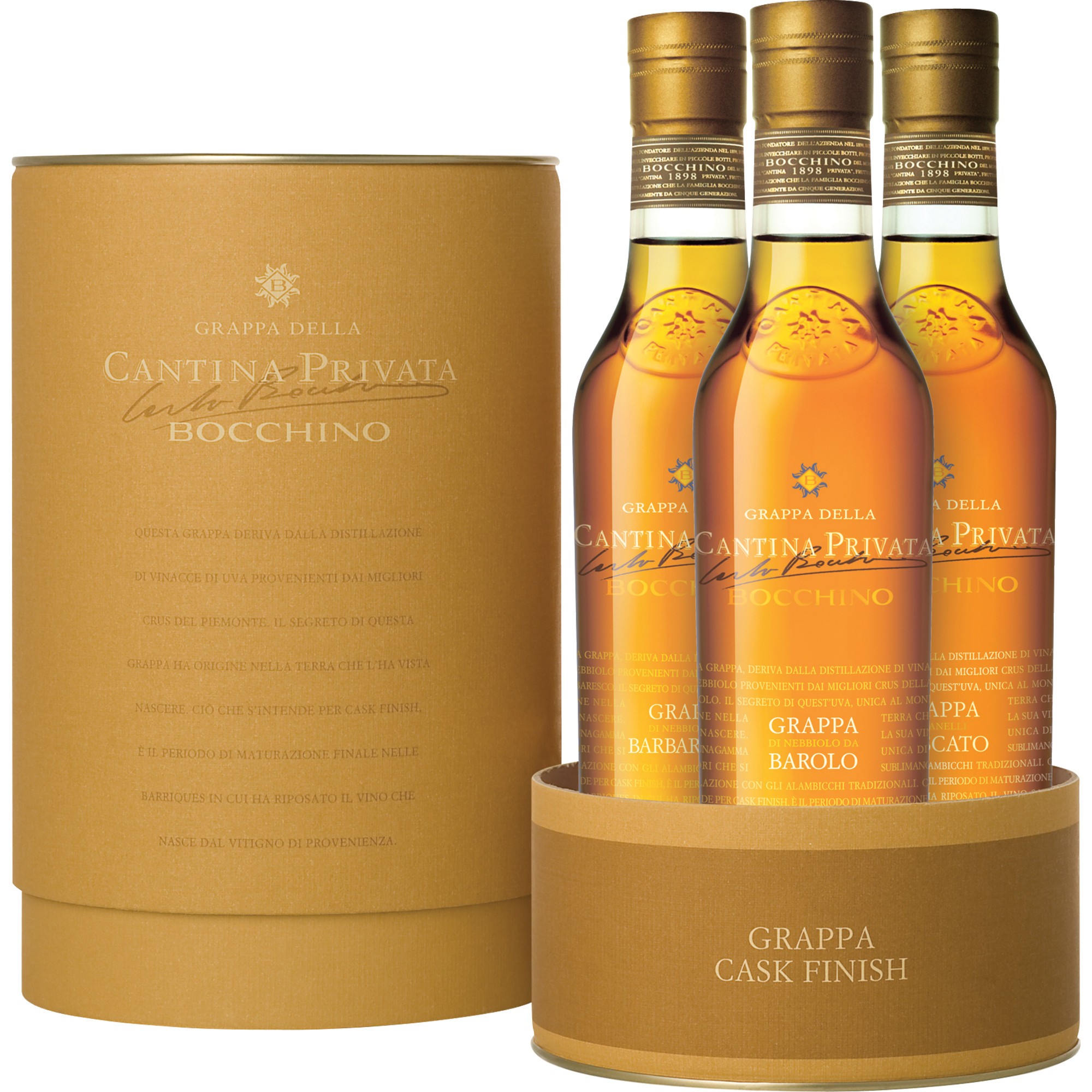 Image of Cantina Privata Bocchino Grappa Barolo Cask Finish, 0,6 L, 42% vol , Tasting Set, Piemont, Spirituosen