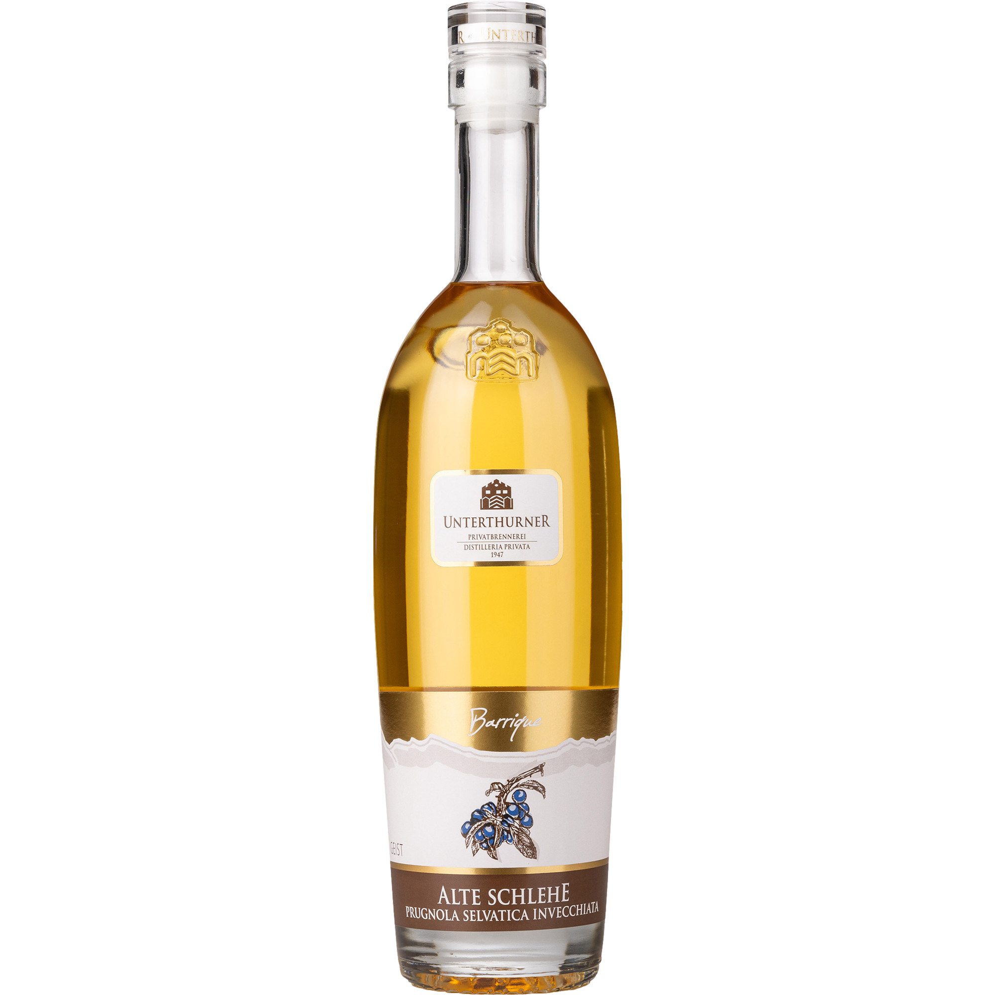 Image of Unterthurner Alte Schlehe Obstbrand, Italien, 0,5 L, 39% Vol., Südtirol, Spirituosen