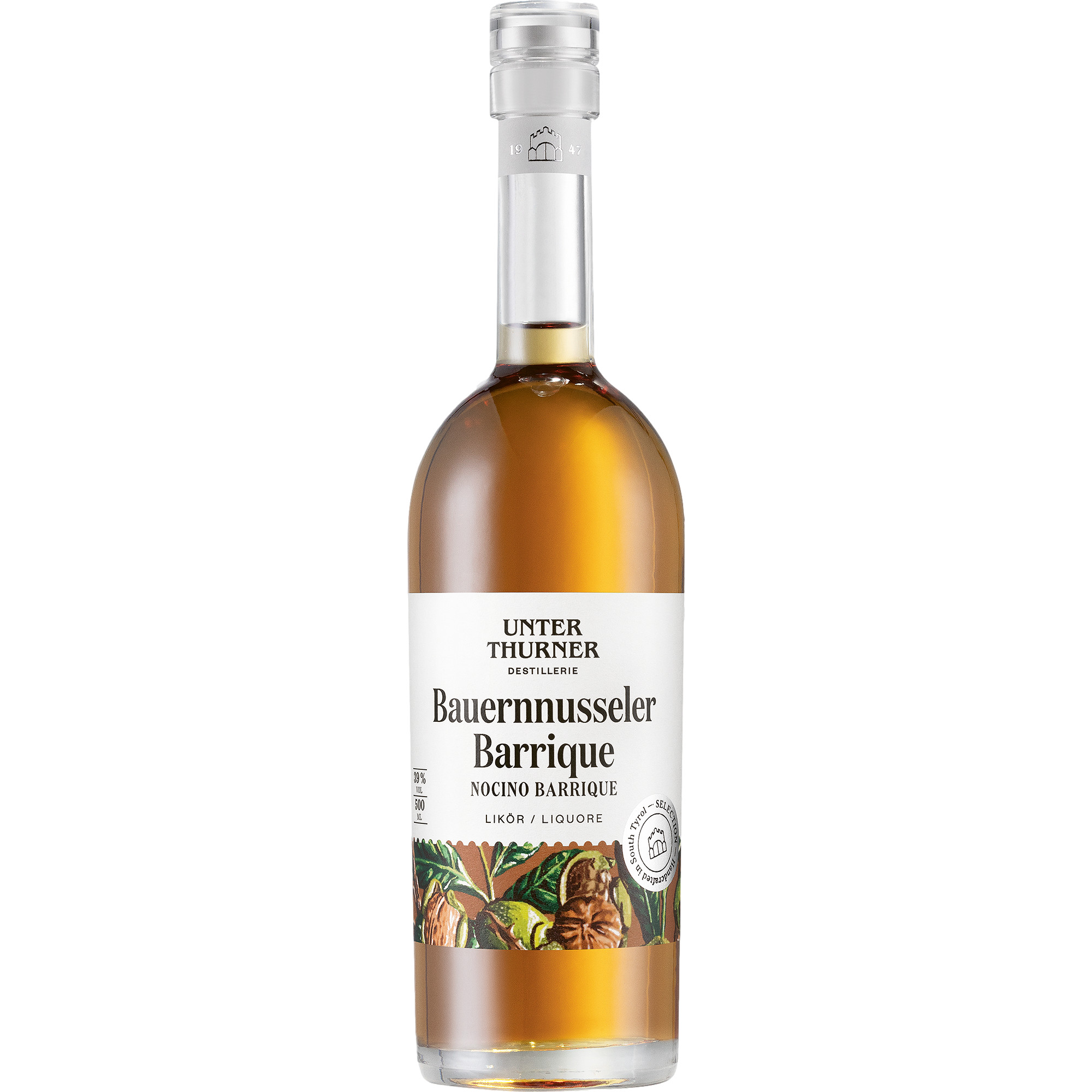 Unterthurner Bauernnusseler Barrique Likör, Italien, 0,5 L, 39% Vol., Südtirol, Spirituosen