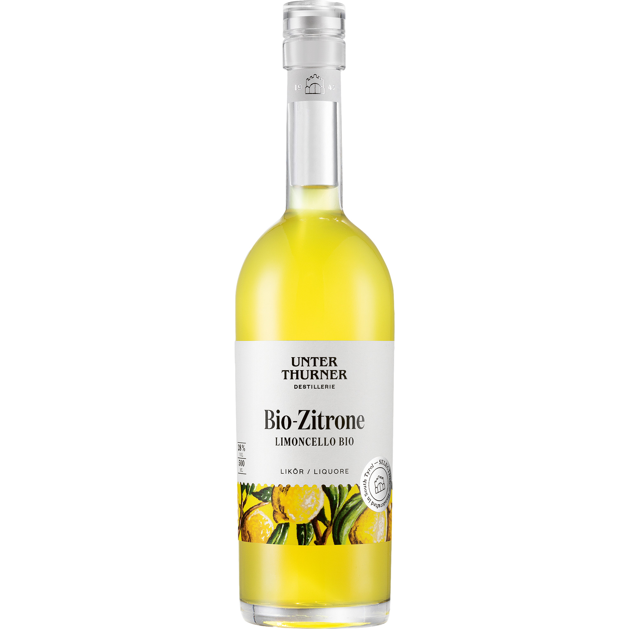 Unterthurner Limoncello Bio, Italien, 0,5 L, 28% Vol., Südtirol, Spirituosen