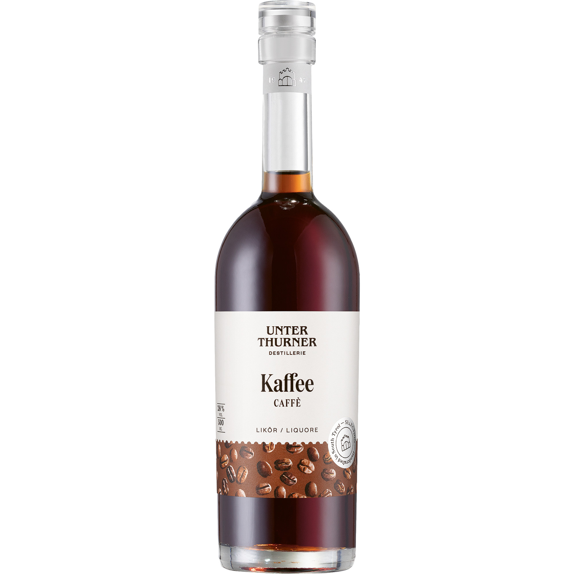 Unterthurner Kaffeelikör, Italien, 0,5 L, 28% Vol., Südtirol, Spirituosen