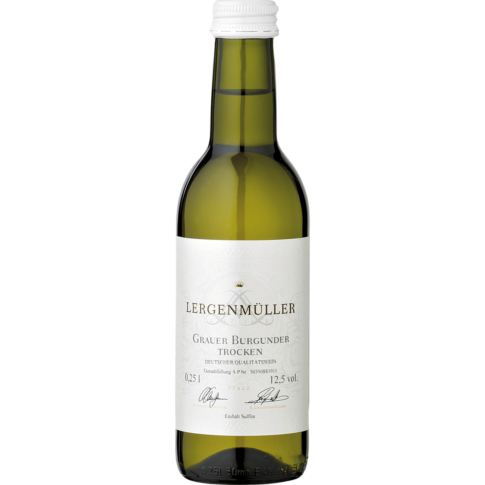 Lergenmüller Grauburgunder, Trocken, Pflaz, 0,250 L, Pfalz, 2024, Weißwein