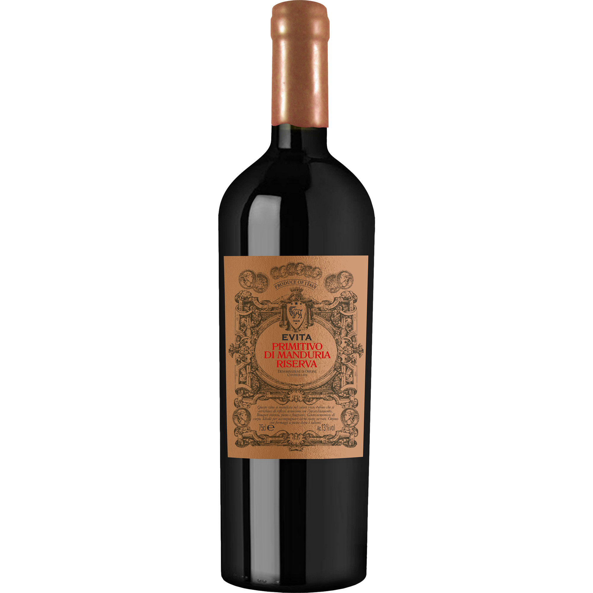 Evita Primitivo di Manduria Riserva, Primitivo di Manduria DOC, Apulien, 2021, Rotwein