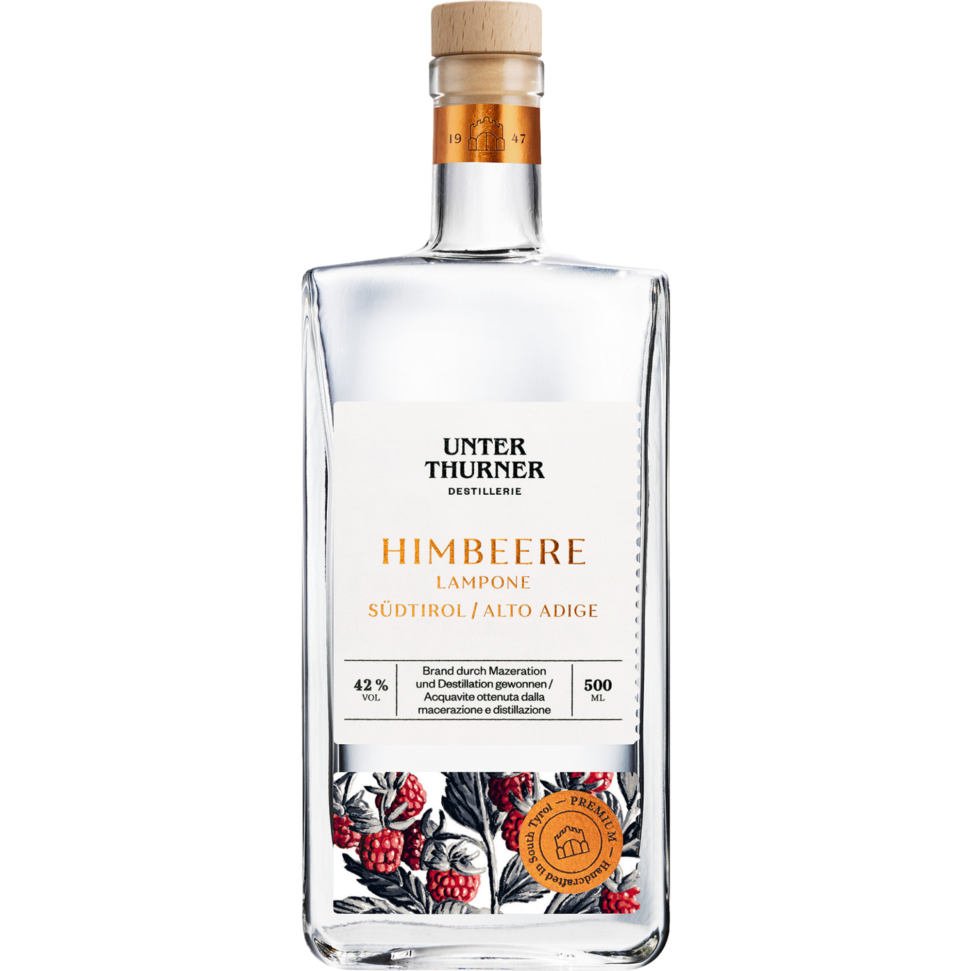 Image of Unterthurner Südtiroler Himbeere, Italien, 0,5 L, 42% Vol., in Geschenkbox, Piemont, Spirituosen