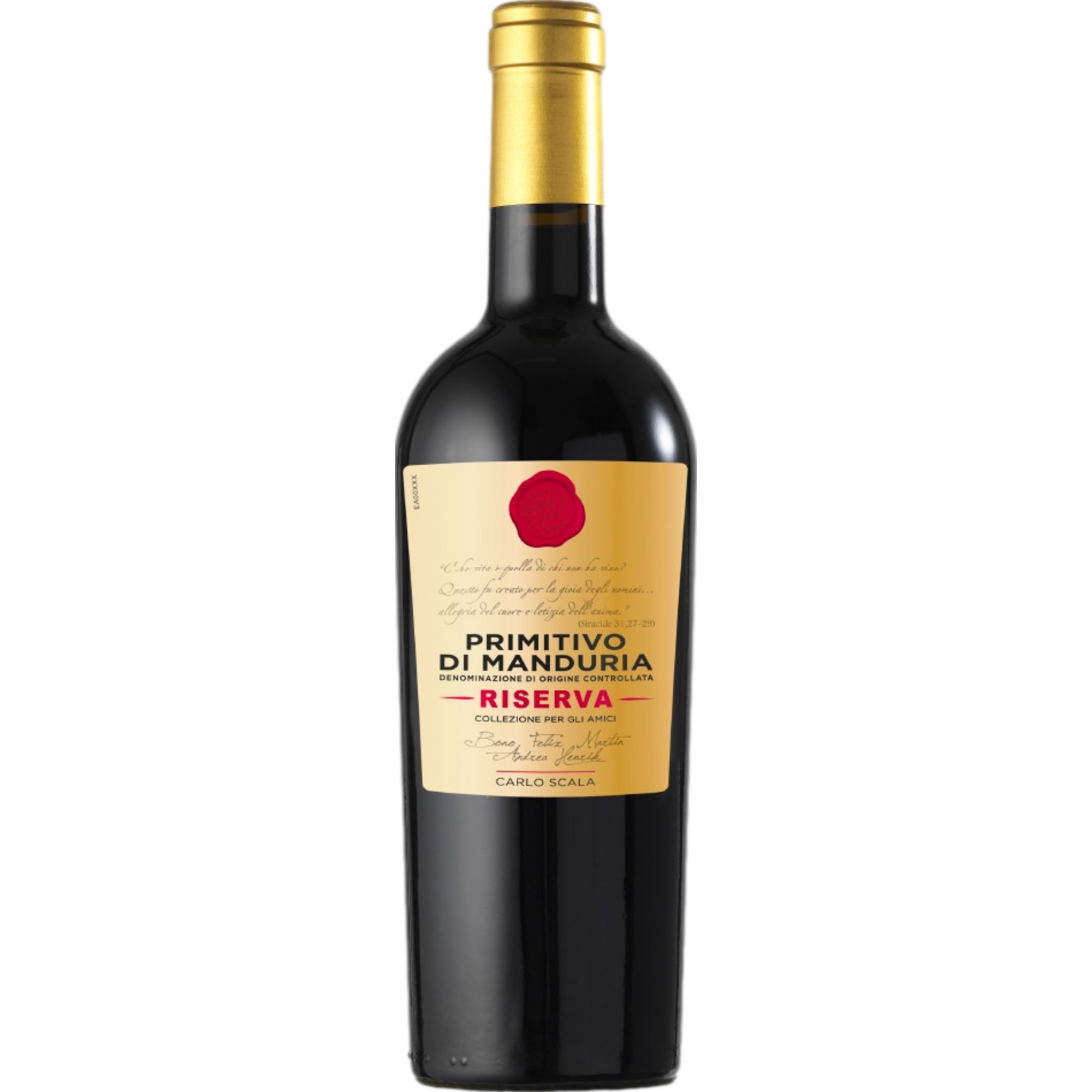 Carlo Scala Primitivo di Manduria Riserva, Primitivo di Manduria DOC, Apulien, 2021, Rotwein