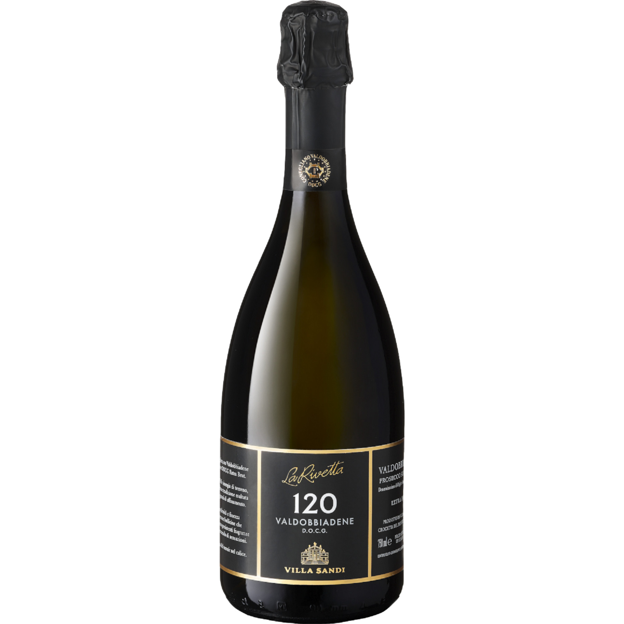 Image of Villa Sandi Rivetta 120 Prosecco Spumante, Extra Brut, Prosecco Superiore Valdobbiadene DOCG, Venetien, Schaumwein