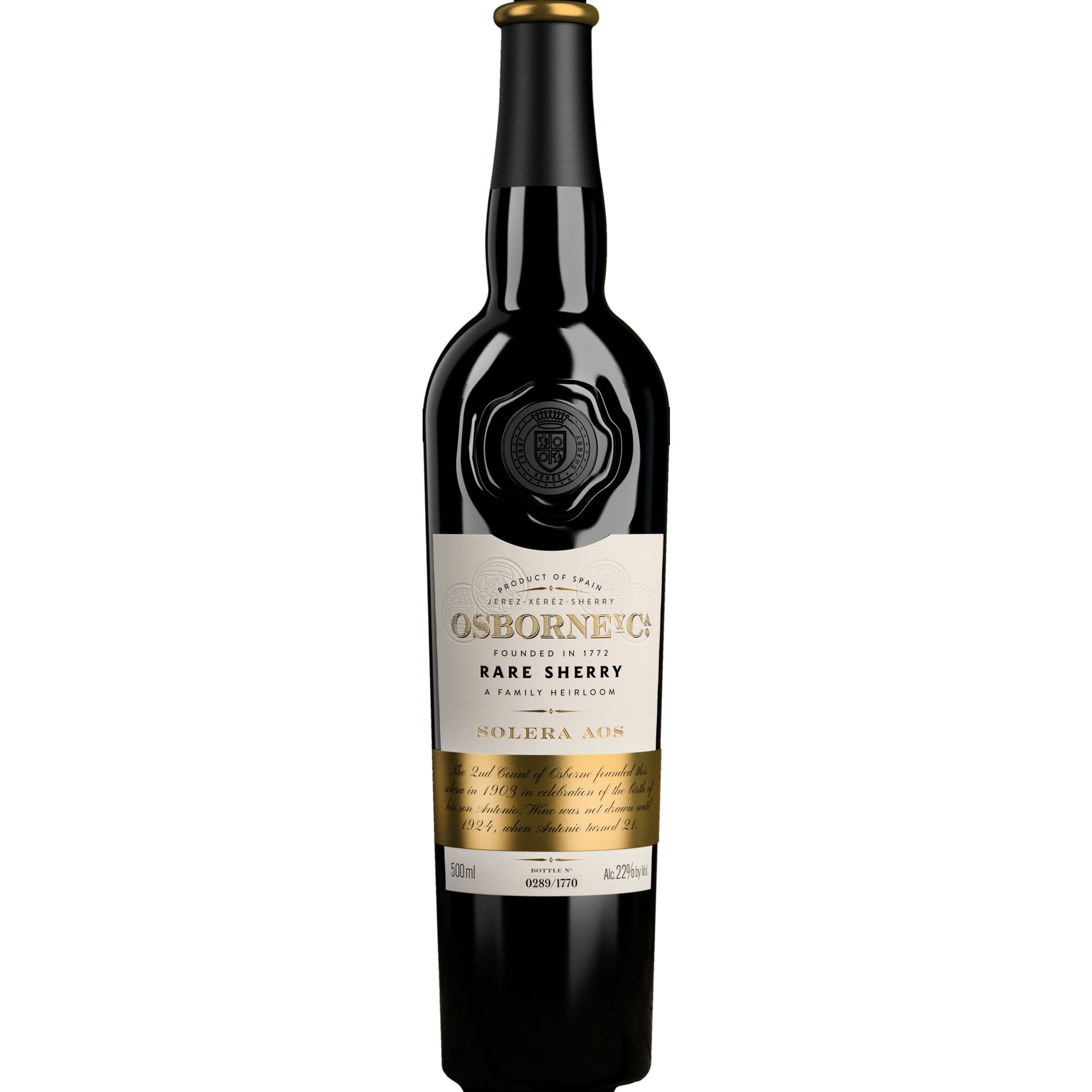 Image of Osborne Rare Sherry Amontillado Solera AOS, Jerez-Xérès-Sherry DO, 0,5 L, 22% Vol., Spirituosen