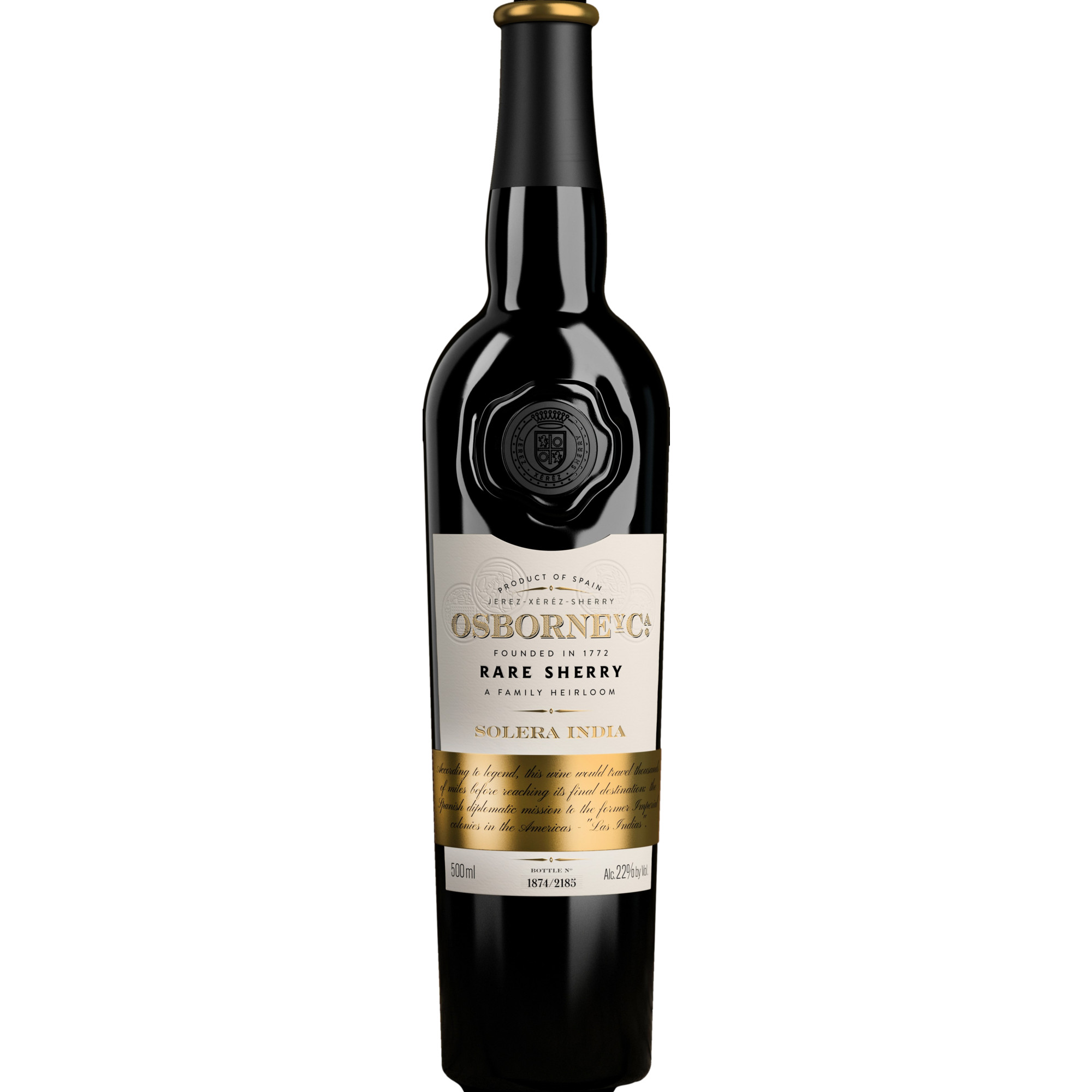 Image of Osborne Rare Sherry Oloroso Medium Solera India, Jerez-Xérès-Sherry DO, 0,5 L, 22% Vol., Spirituosen