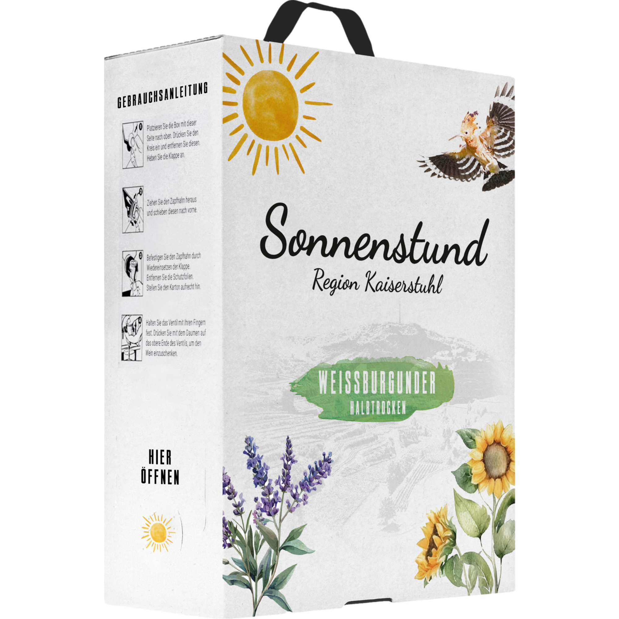 Oberrotweiler Sonnenstund Weißburgunder, Halbtrocken, Baden, Bag in Box 3,0 Liter, Baden, 2024, Weißwein