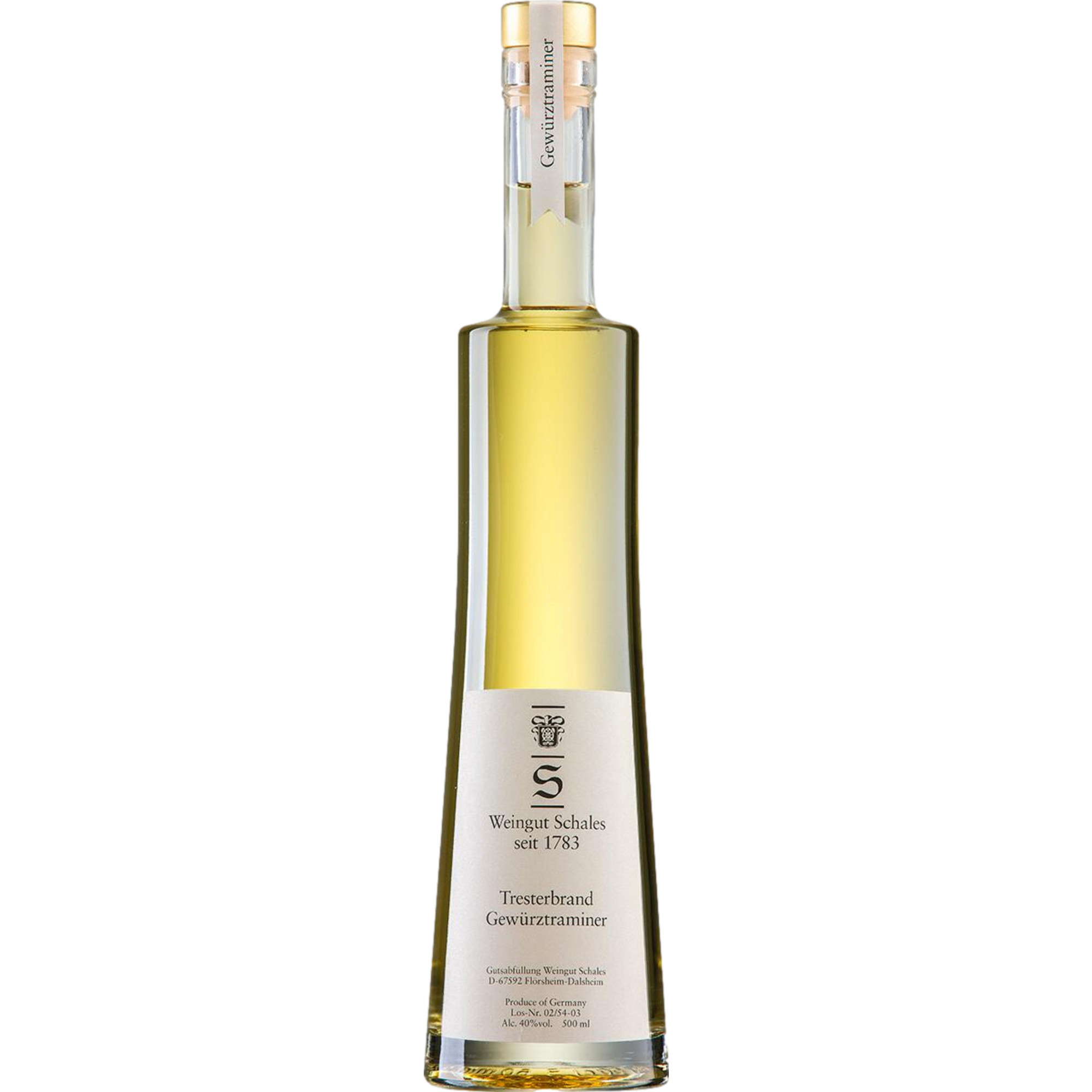 Tresterbrand vom Gewürztraminer, 0,5 L, 38,5 % Vol., Spirituosen