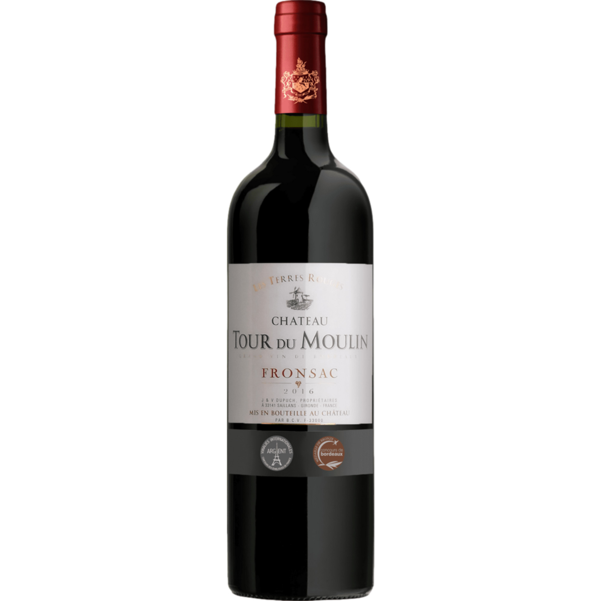 Château Tour du Moulin Les Terres Rouges Fronsac, Libournais AOC, Bordeaux, 2022, Rotwein