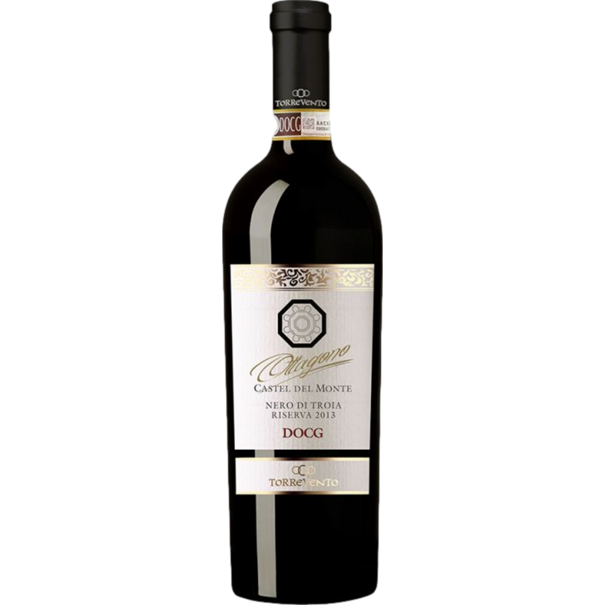 Torrevento Ottagono Nero di Troia Riserva, Castel del Monte Rosso Riserva DOCG, Apulien, 2014, Rotwein