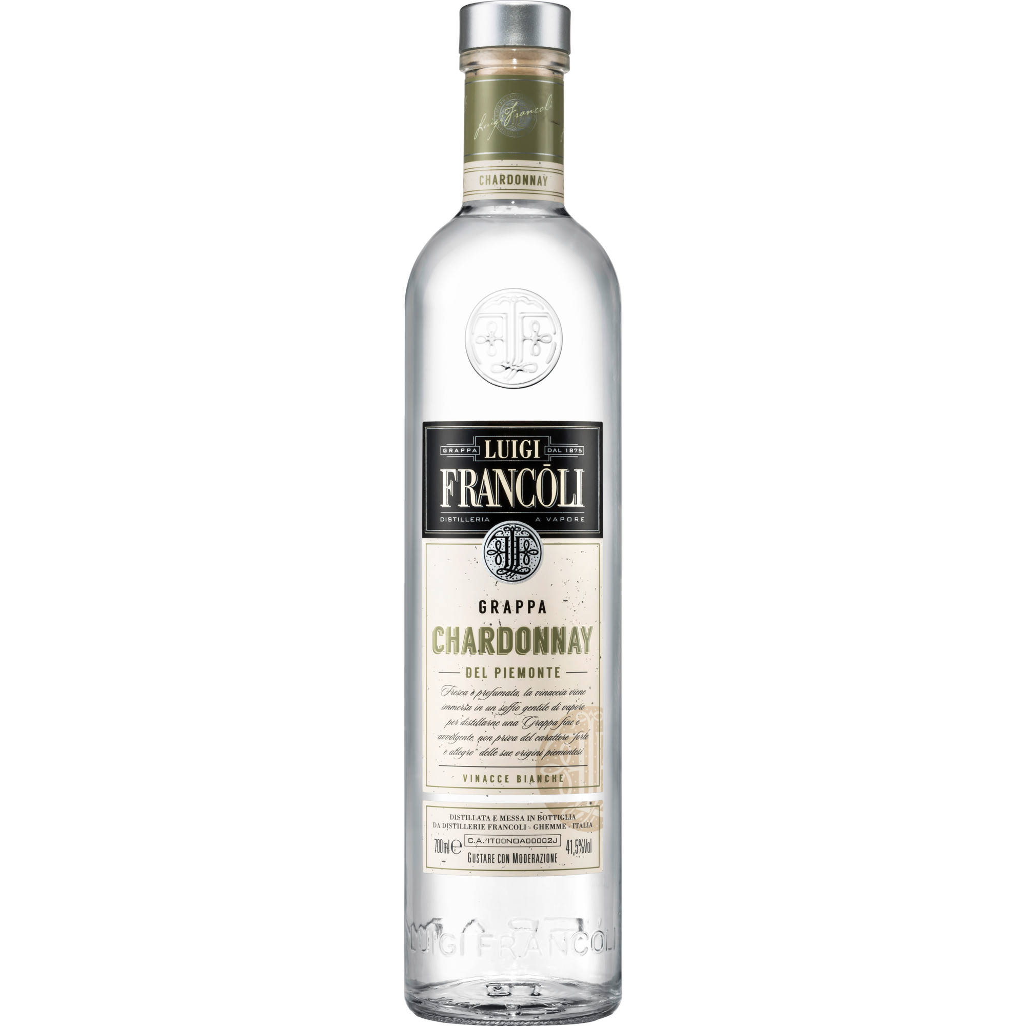 Luigi Francoli Grappa Chardonnay del Piemonte, 0,70 L, 41,5% Vol, Spirituosen