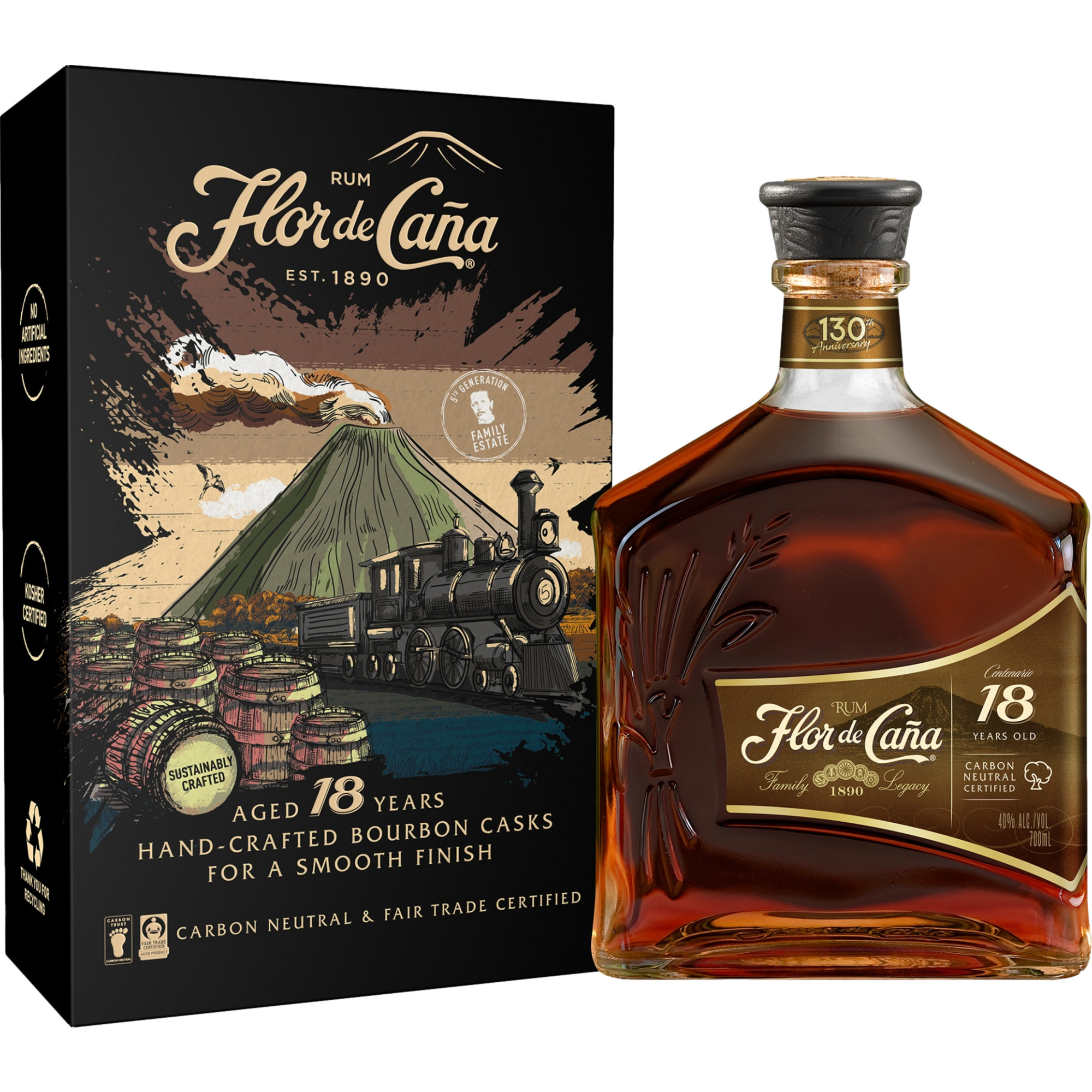 Flor de Caña Rum 18 Year, 40% Vol, 0,7L, Spirituosen