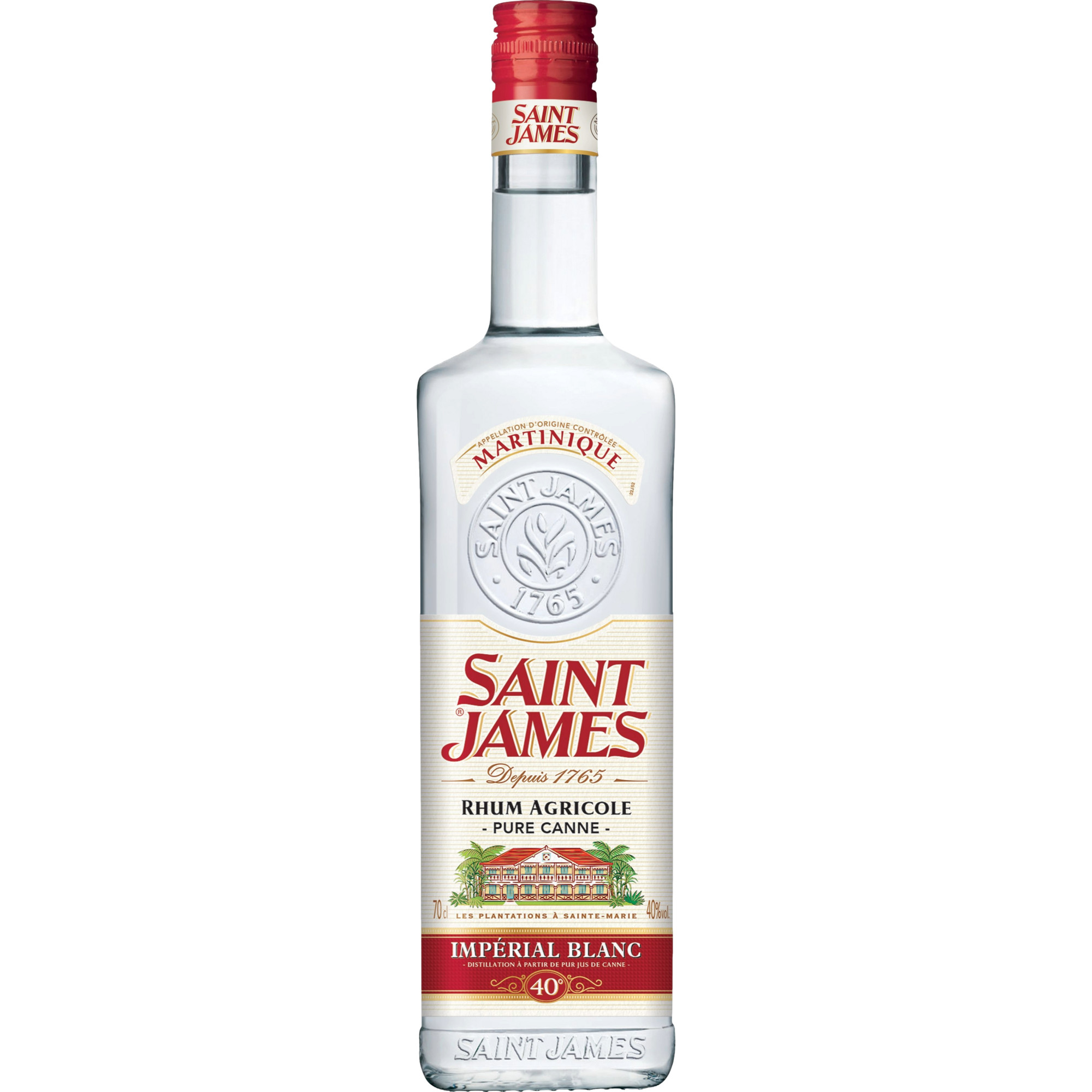 Saint James Rhum Agricole Pure Canne  Blanc 40% Vol 0