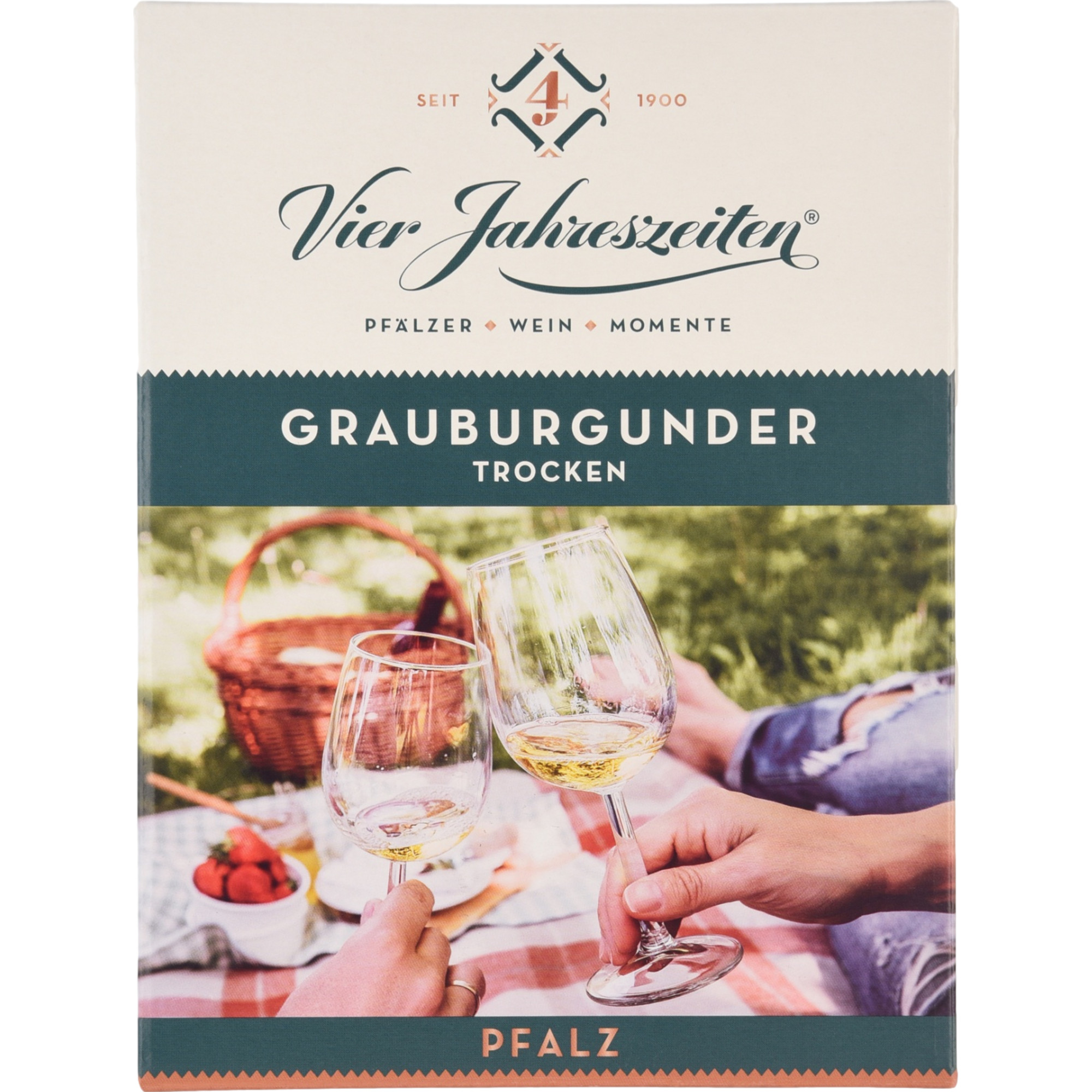 Vier Jahreszeiten Grauburgunder, Trocken, Pfalz, Bag in Box, Pfalz, 2025, Weißwein