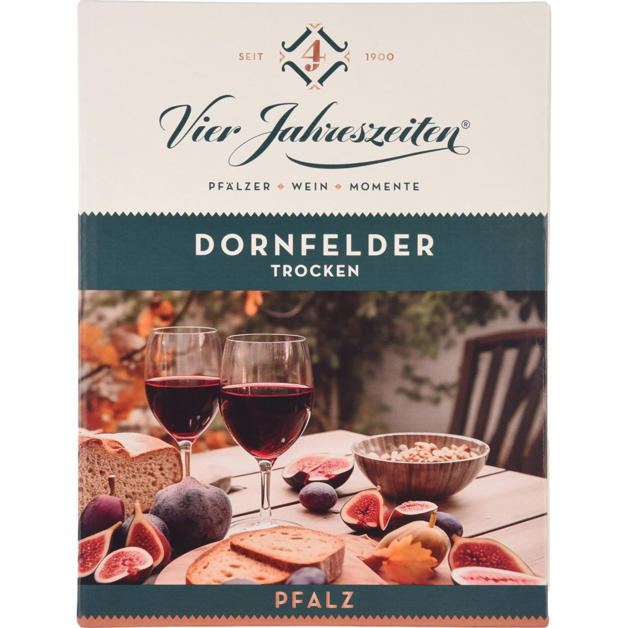 Vier Jahreszeiten Dornfelder, Trocken, Pfalz, Bag in Box, Pfalz, 2024, Rotwein