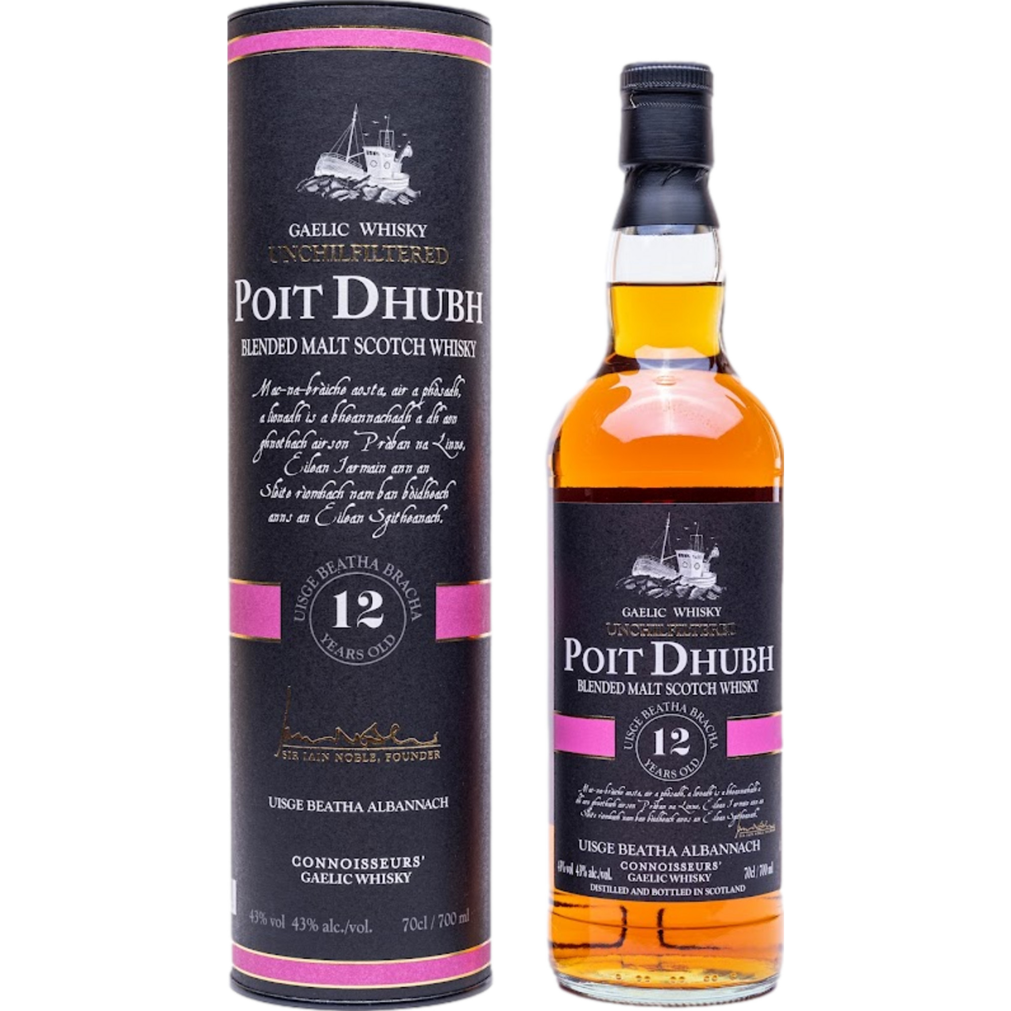 Poit Dhubh 12 Years Malt Whisky, 0,7 L, 43% Vol., Schottland, Spirituosen