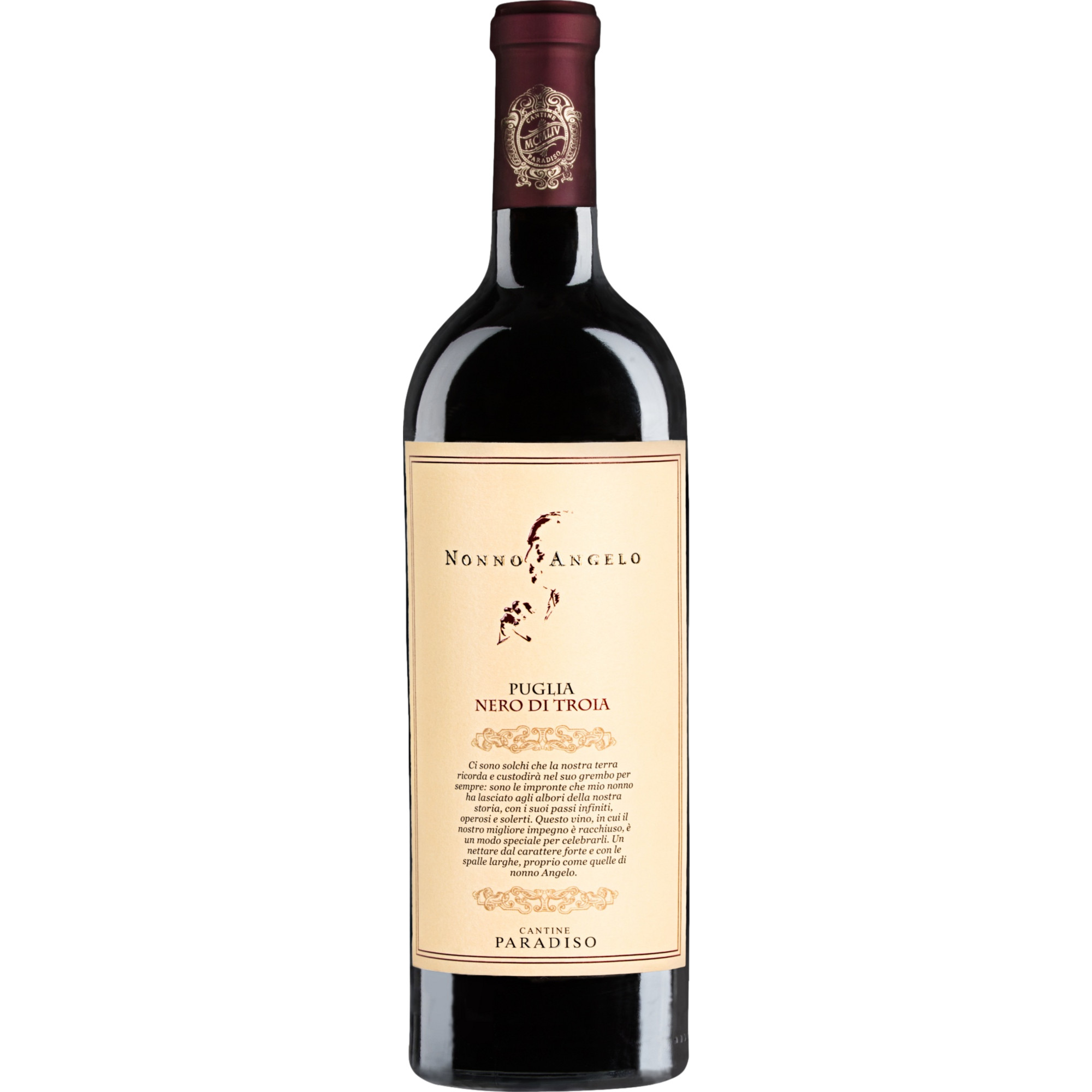 Cantine Paradiso Nonno Angelo Nero di Troia, Puglia IGP, Apulien, 2022, Rotwein