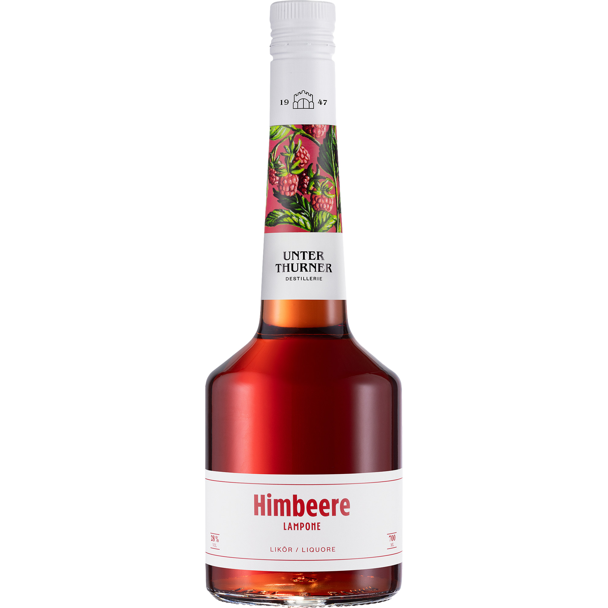 Unterthurner Himbeerlikör Classic, 0,7 L, 39% Vol., Spirituosen