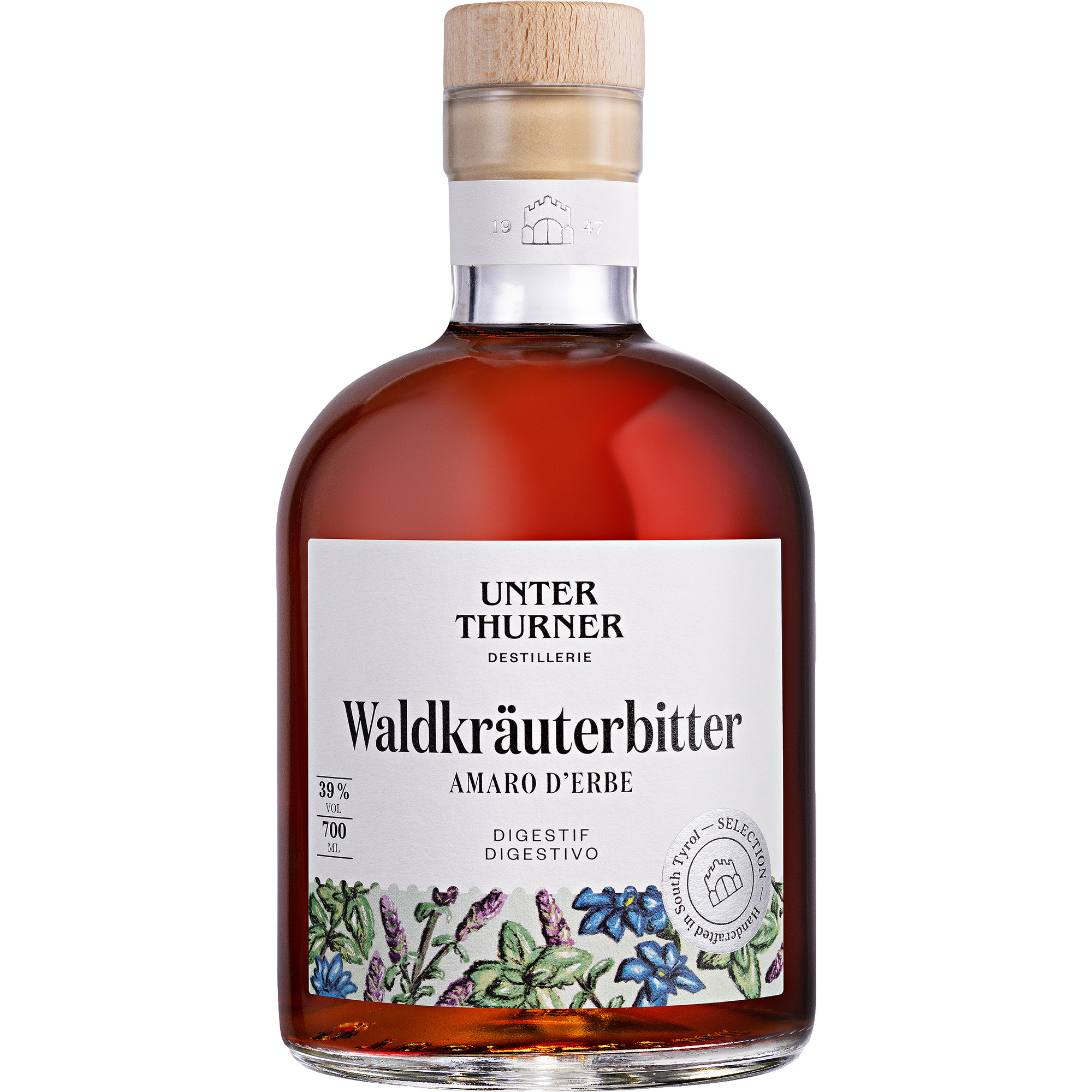 Unterthurner Waldkräuterbitter, 0,7 L, 39% Vol., Spirituosen