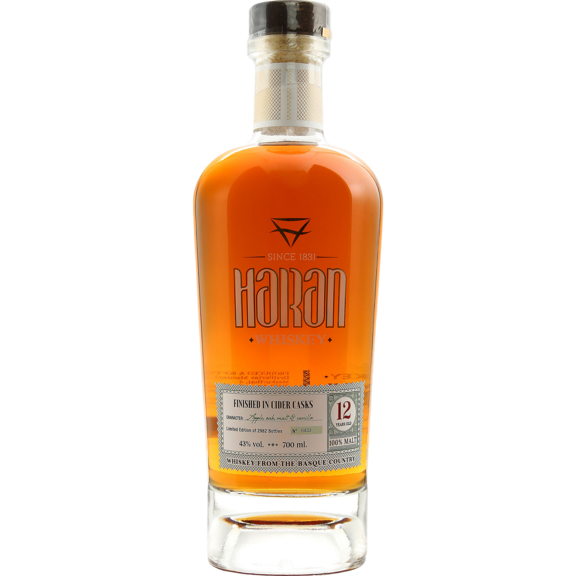 Haran 12 Jahre Cider Cask Finish, Spanish Malt, 0,7 L, 43 % Vol., Spirituosen