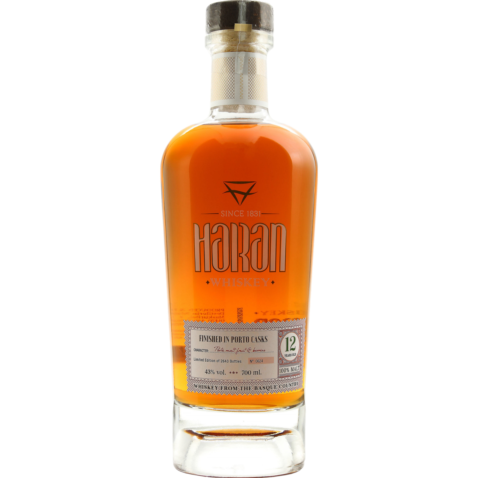 Haran 12 Jahre Port Cask Finish, Spanish Malt, 0,7 L, 43 % Vol., Spirituosen
