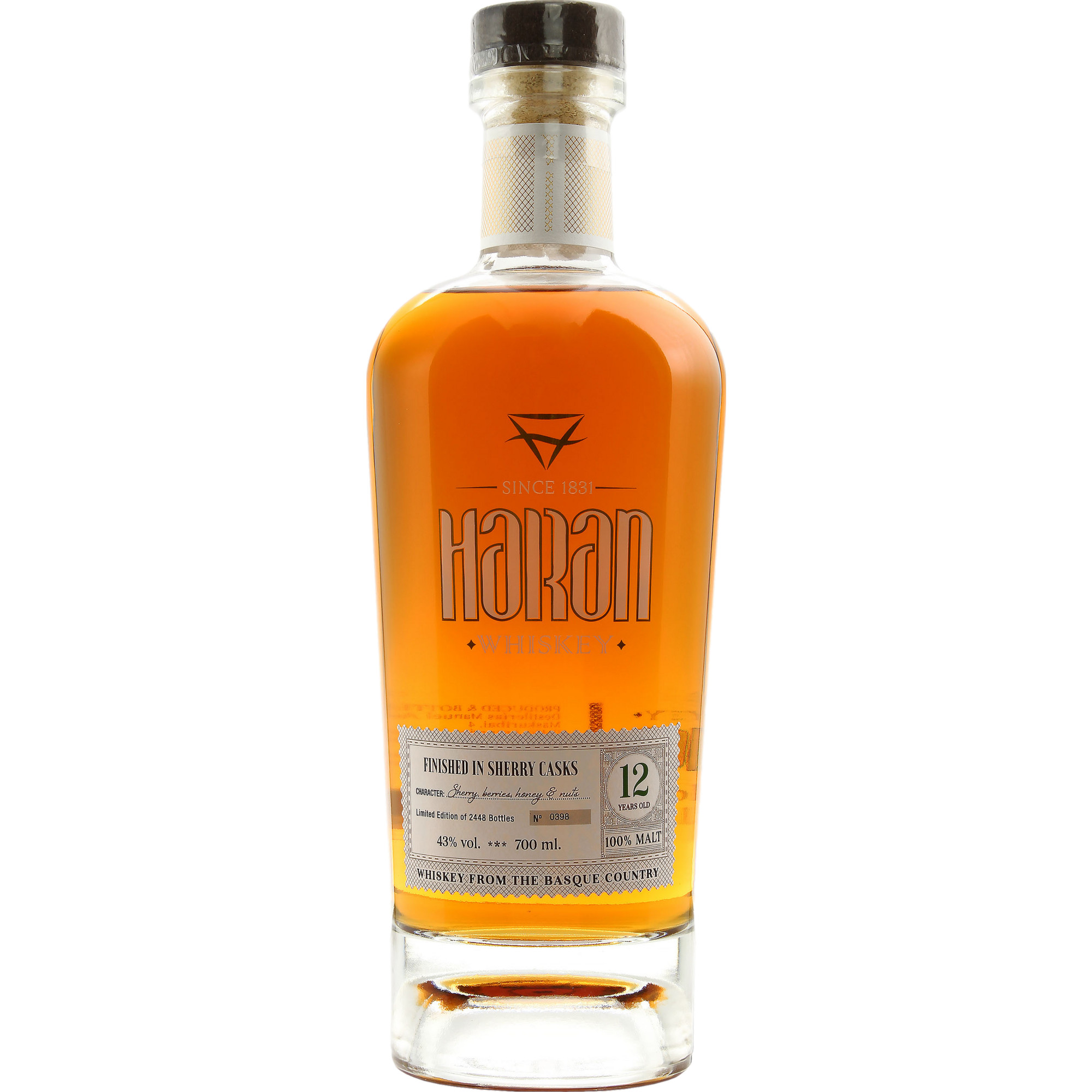 Haran 12 Jahre Sherry Cask Finish, Spanish Malt, 0,7 L, 43 % Vol., Spirituosen