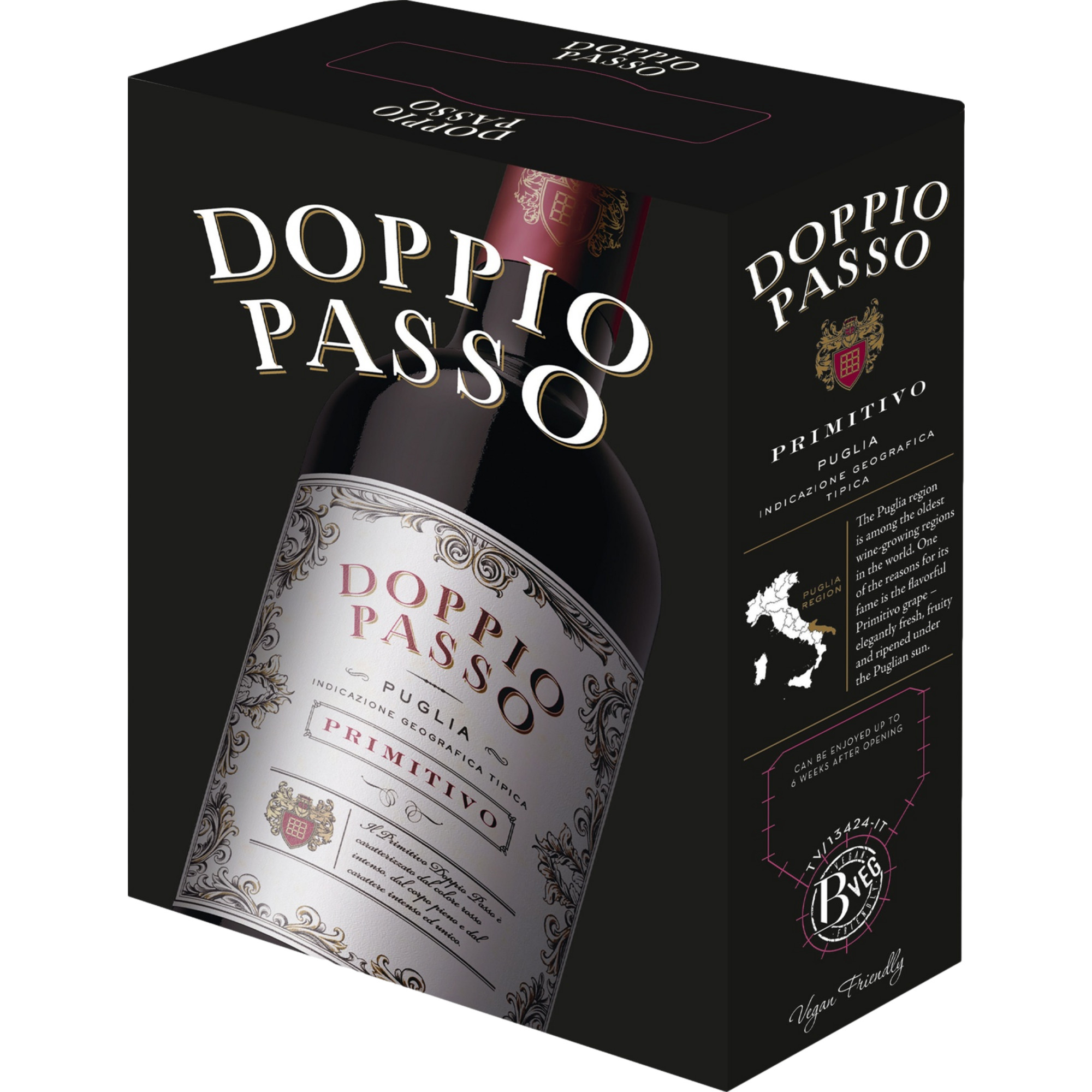Doppio Passo Primitivo, Puglia IGT, Bag in Box 3,0 L, Apulien, 2024, Rotwein