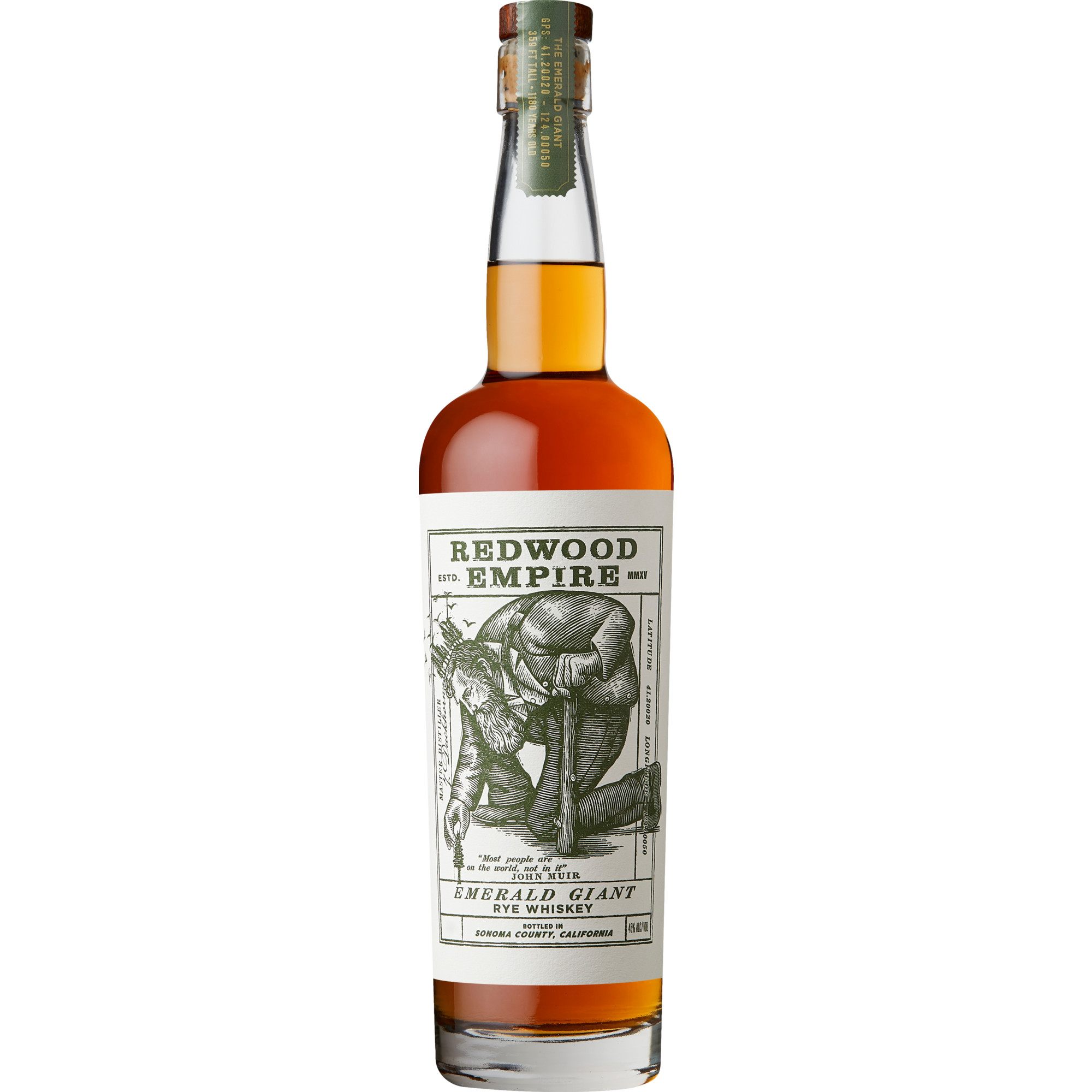 Redwood Empire Emerald Giant Rye Whiskey, 0,7 L, 45 % Vol., Spirituosen