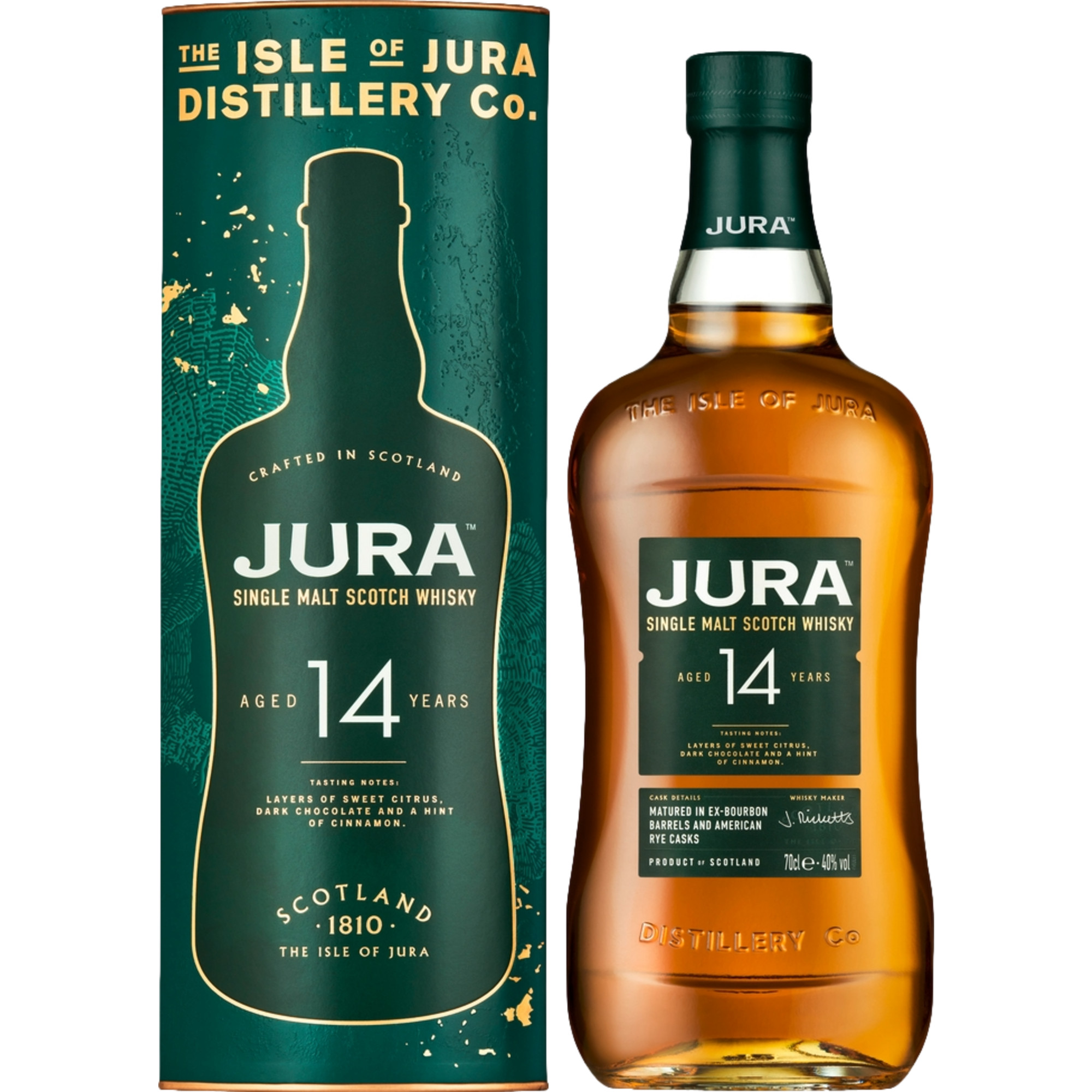 Image of Jura Single Malt 14 Years Rye Cask, 0,7 L, 40% Vol., Spirituosen