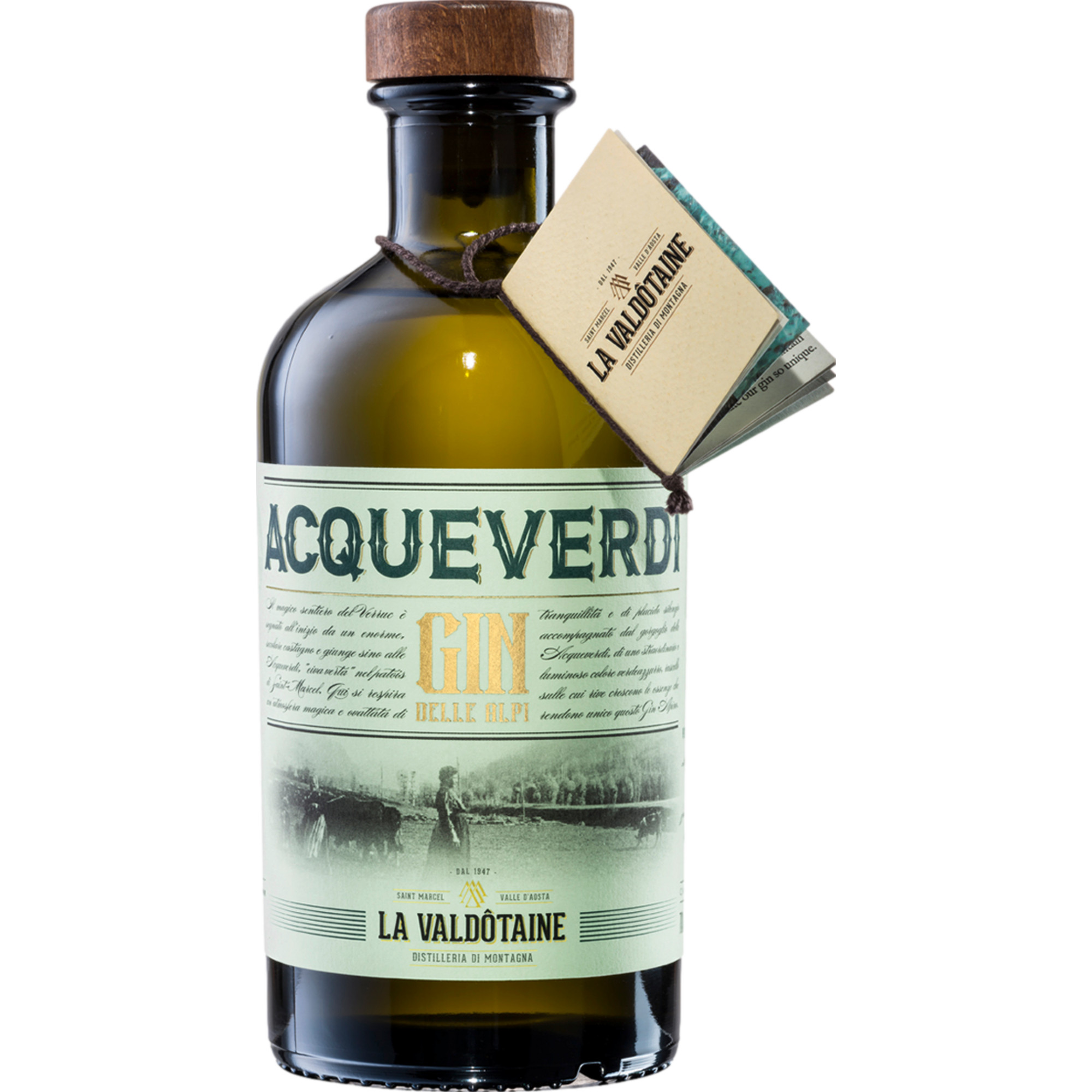 La Valdotaine Gin Acqueverdi, 0,7 L, 43% Vol., Spirituosen
