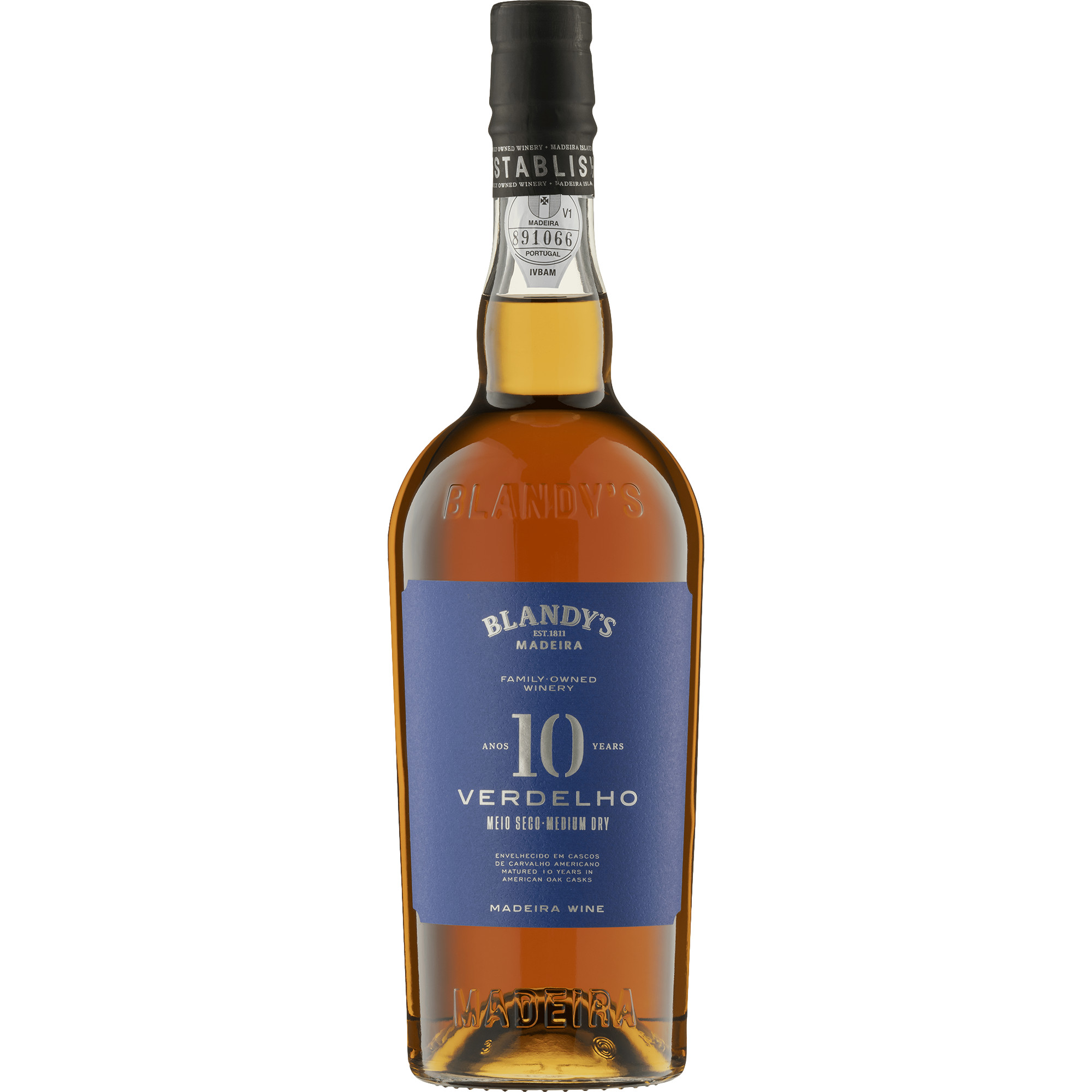 Image of Blandy's 10 Years Old Verdelho Medium Dry, Madeira DOC, 19 % Vol., 0,75 L, Madeira, Likörwein