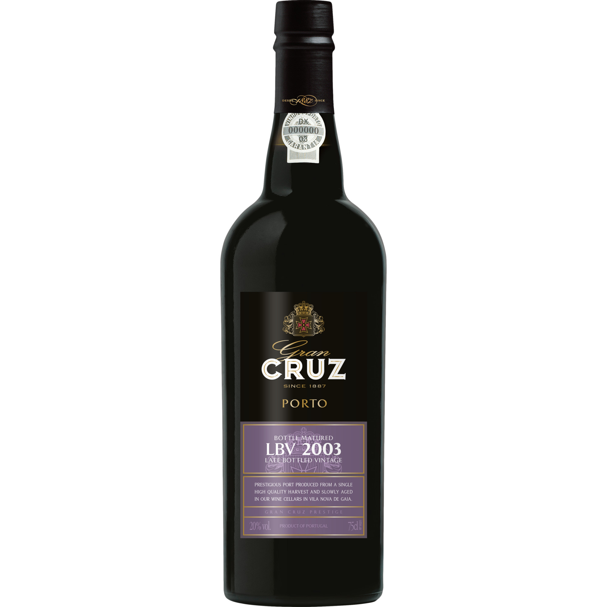 Cruz LBV 2003 Port, Vinho do Porto DOC, 0,75 L, 20 % Vol., Douro, 2003, Spirituosen