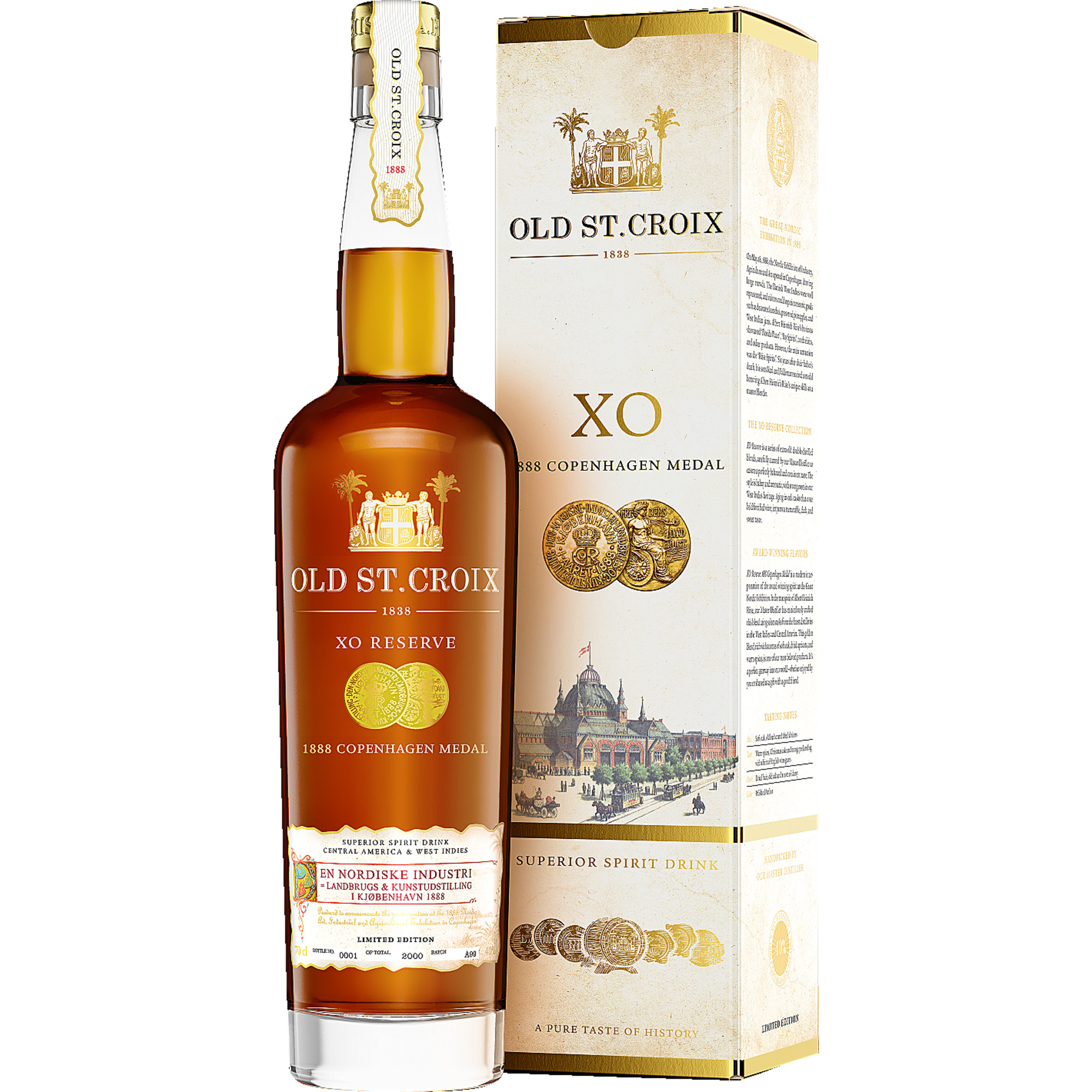 Old St. Croix Rum 1888 XO Reserve, Copenhagen Gold Medal, 0,7 L, 40% Vol. in Etui, Spirituosen