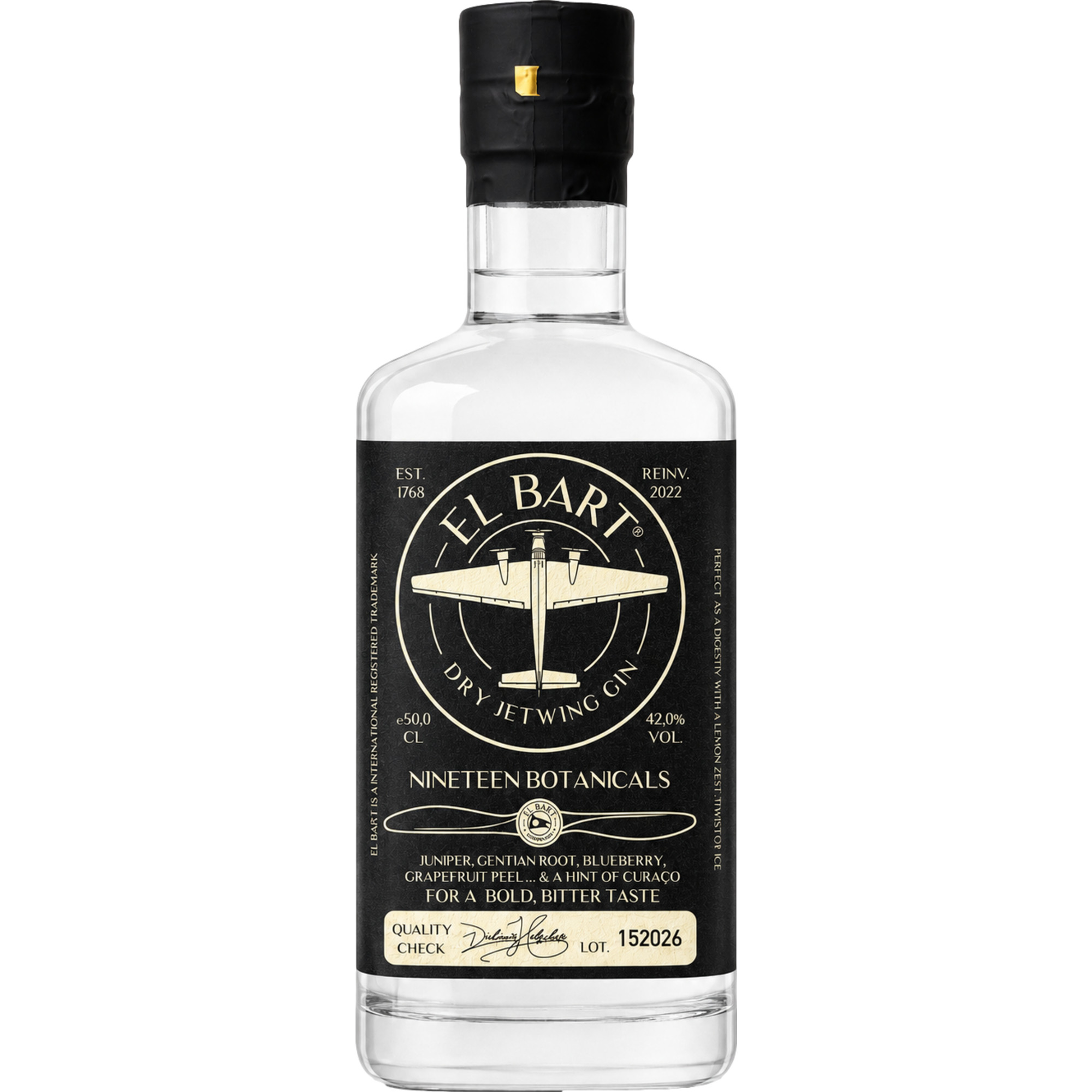 El Bart Dry JetWing Gin, 0,5 L, 42 % vol., Spirituosen