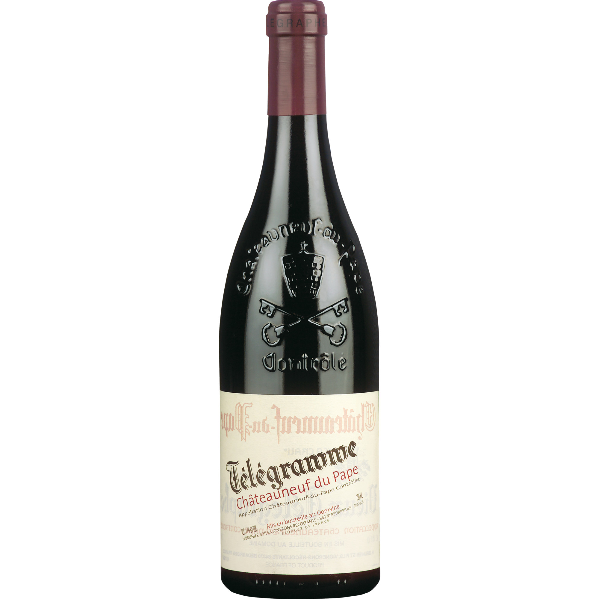 Vignobles Brunier Télégramme, Châteauneuf-du-Pape AOP, Rhône, 2023, Rotwein