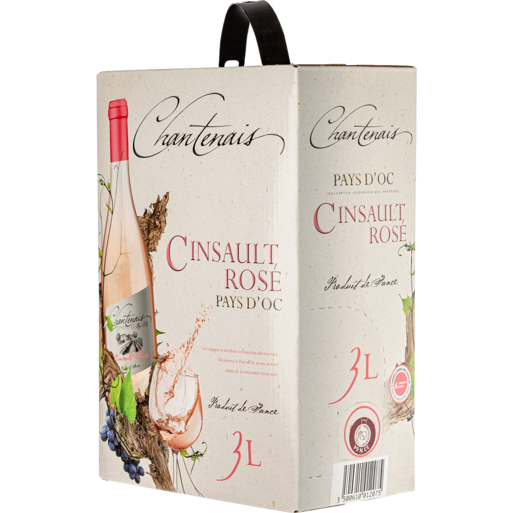 Chantenais Cinsault Rosé, Vin de France, Bag in Box, 3 l, Vin de France, Roséwein