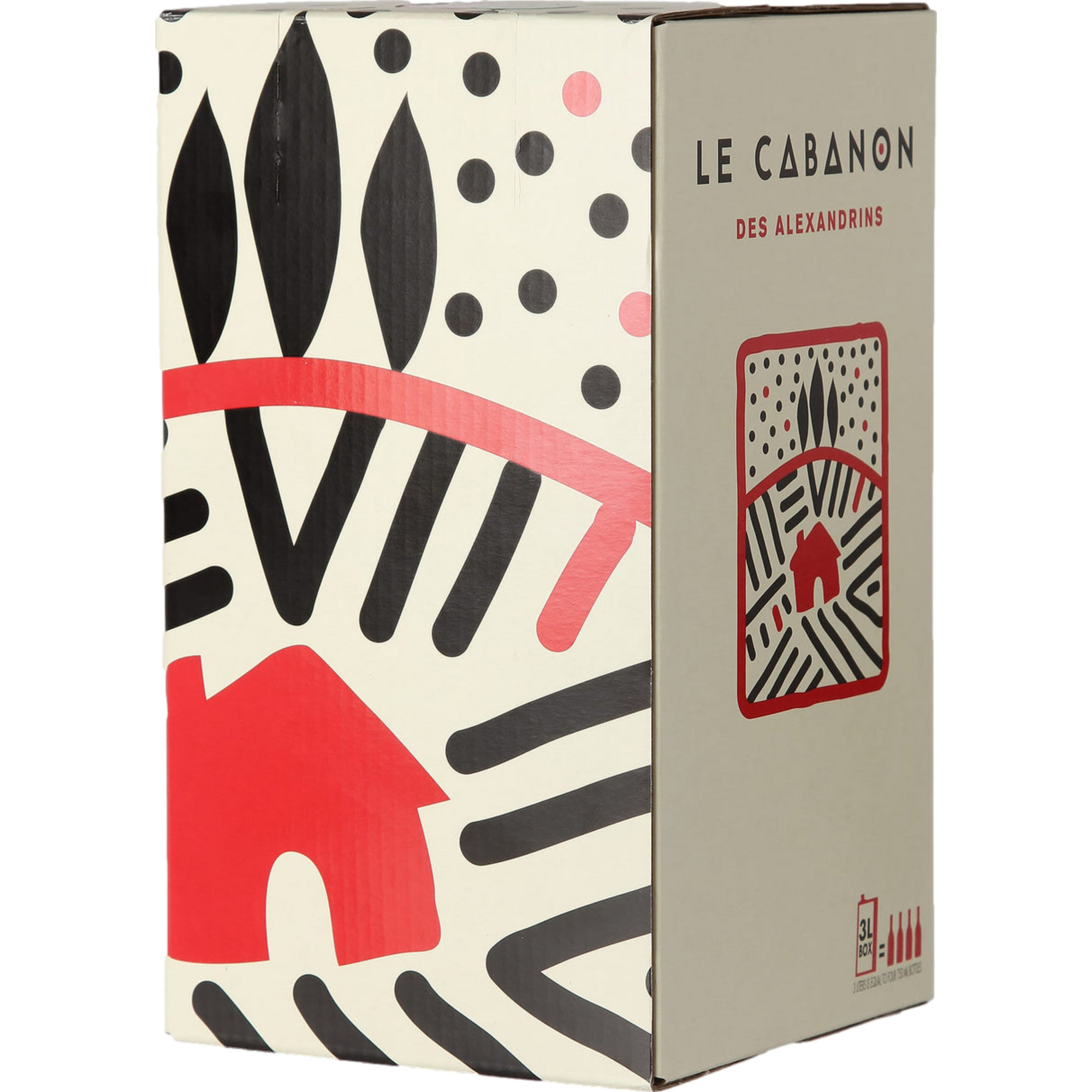 Maison Les Alexandrins Le Cabanon Rouge, Vin de France, Bag in Box, 3 L, Rhône, Rotwein