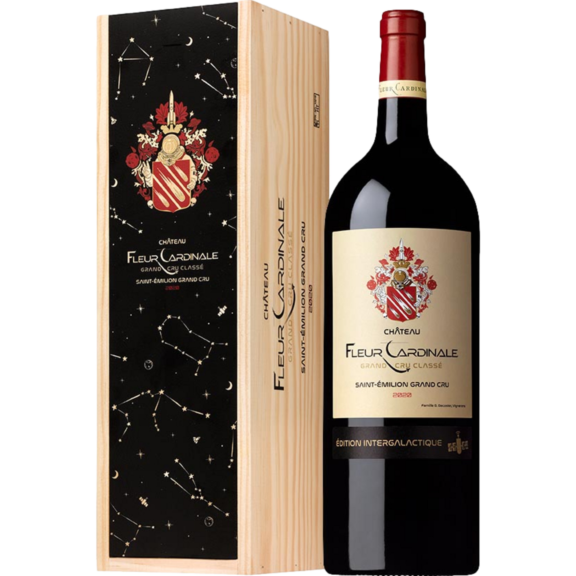 Château Fleur Cardinale Edition Intergalact, Saint-Emilion Grand Cru AOP, Magnum, Holzkiste, Bordeaux, 2020, Rotwein