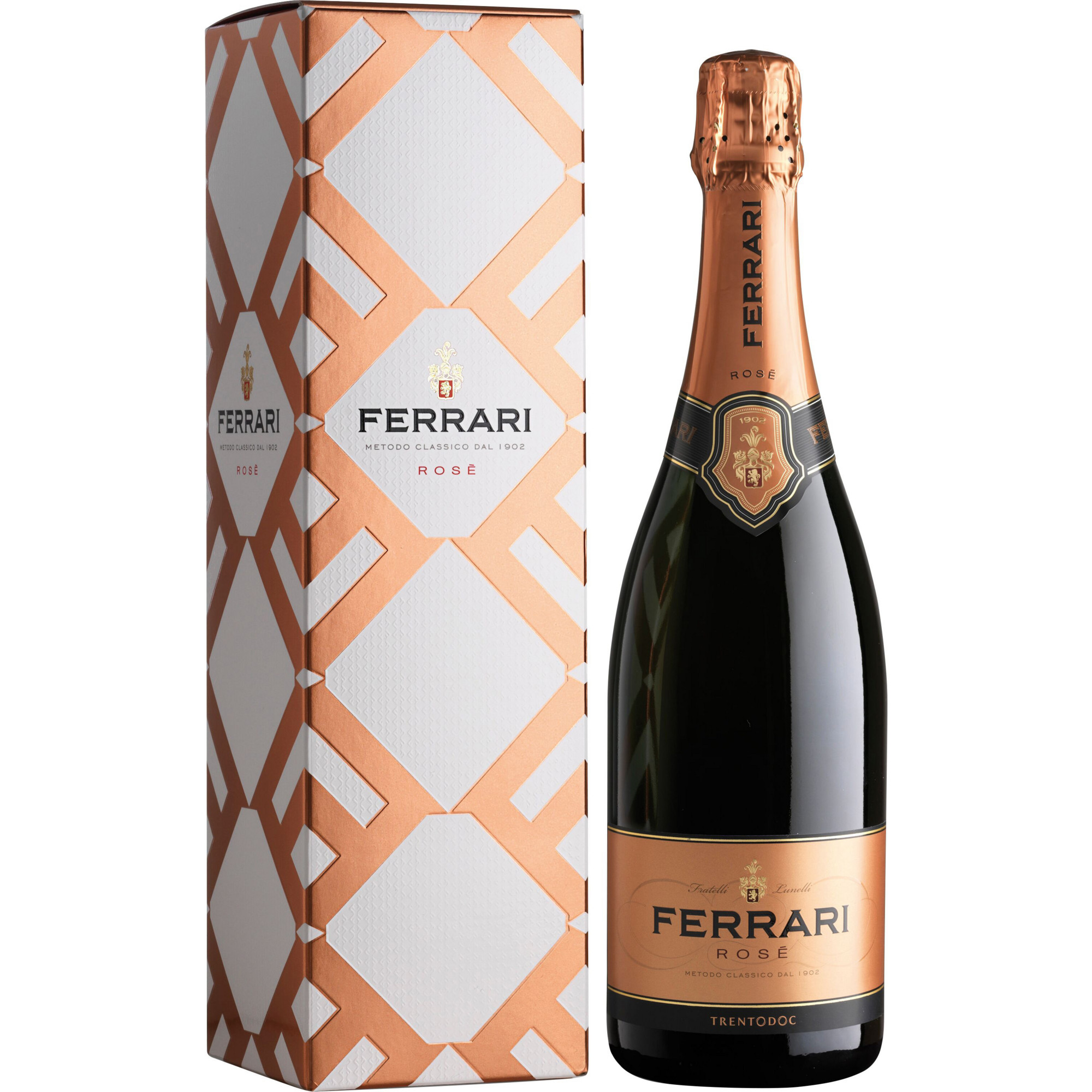 Ferrari Rosé Trentodoc, Metodo Classico, im Geschenkkarton, Trentino, Schaumwein - Sekt & Crémant