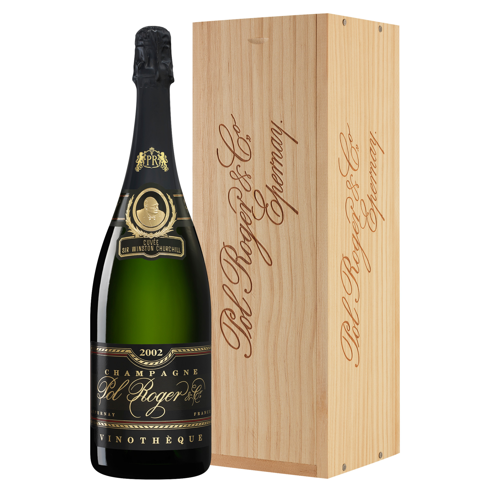 Cuvée Sir Winston Churchill Vinothèque, Brut, Champagne AC, Magnum, in Holzkiste, Champagne, 2002, Schaumwein - Sekt & Crémant