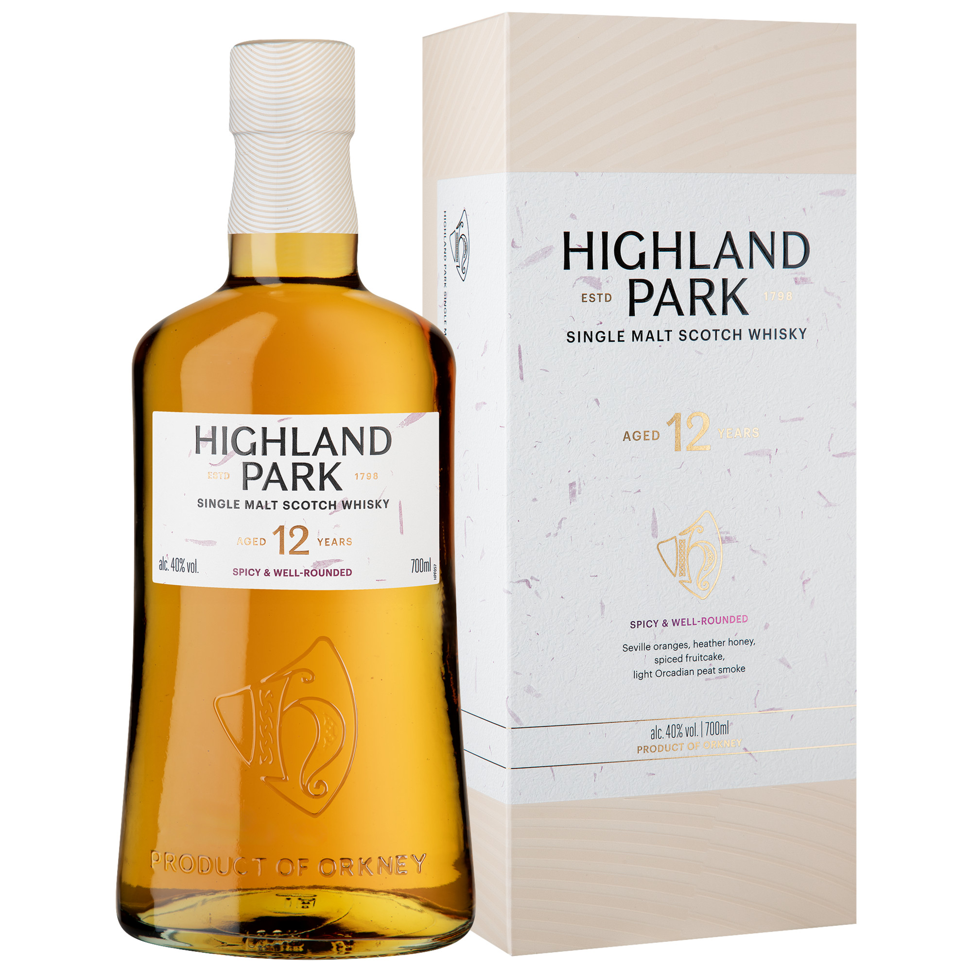 Highland Park 12 Years Single Malt Scotch Whisky, 0,7 L, 40% Vol., Schottland, Spirituosen