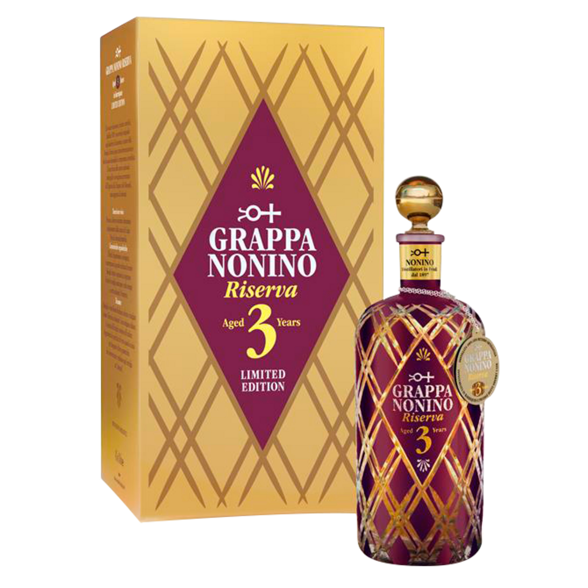 Image of Nonino Grappa Riserva 3 years Limited Edition, 0,50 L, 41% Vol. in goldener Geschenkbox, Spirituosen